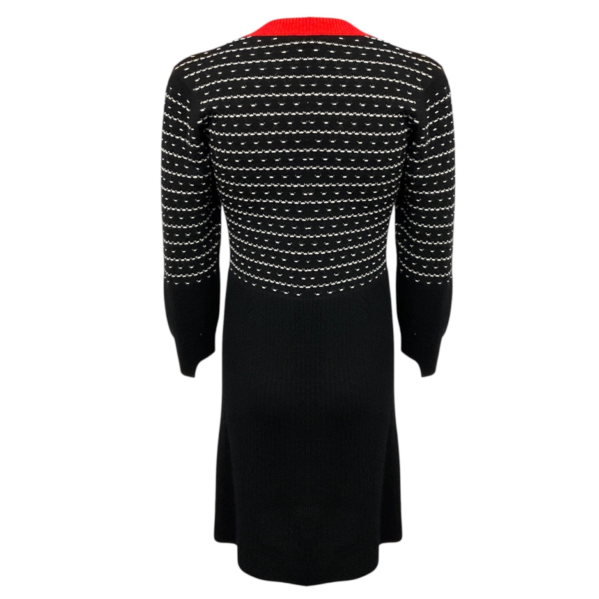 Barrie Black / White / Red Long Sleeved Cashmere Knit Dress
