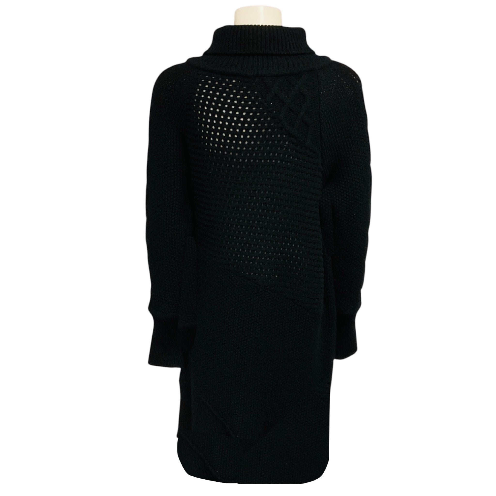 Prabal Gurung Black Long Sleeved Cashmere Knit Turtleneck Sweater Dress