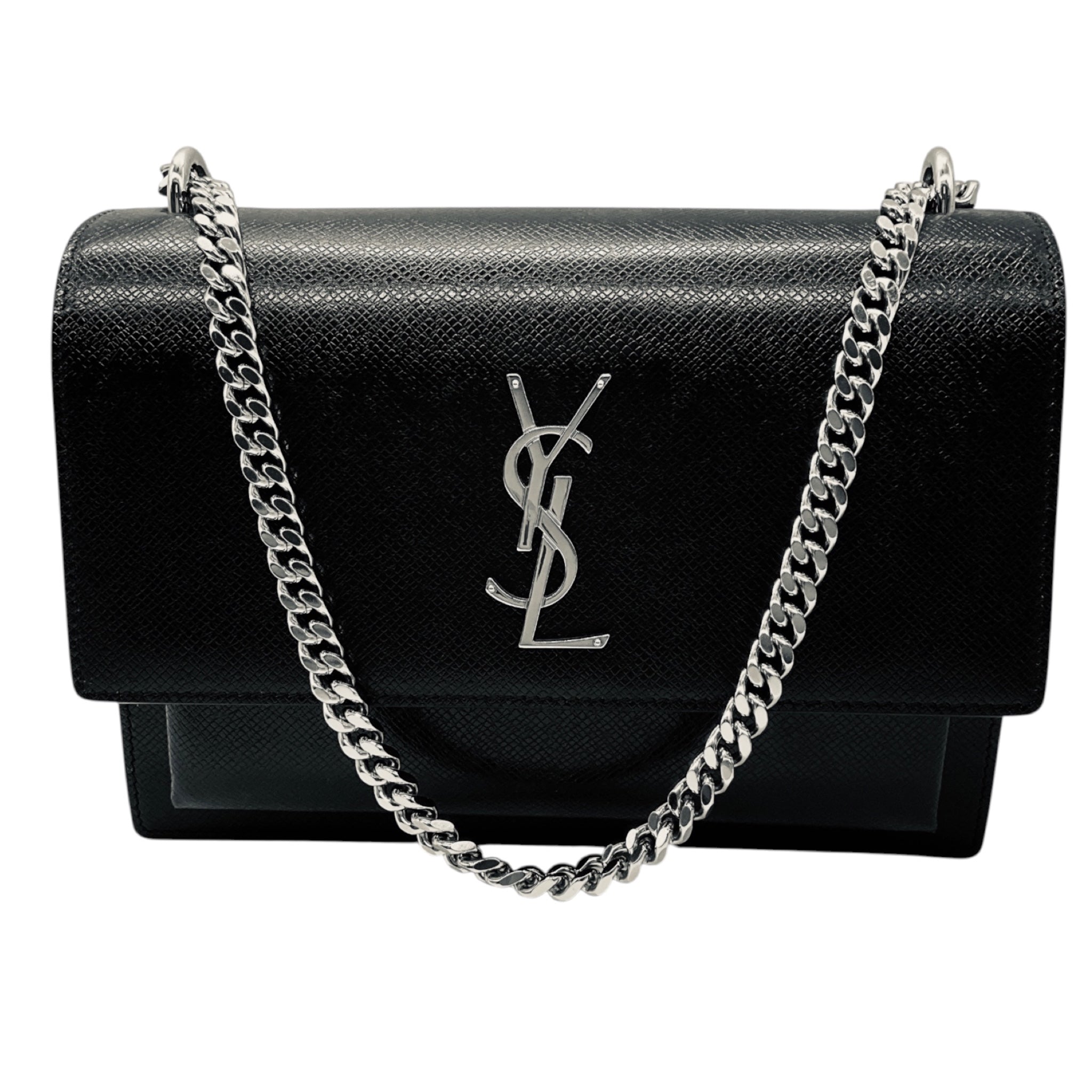 Saint Laurent Black Calfskin Leather Medium Sunset Shoulder Bag