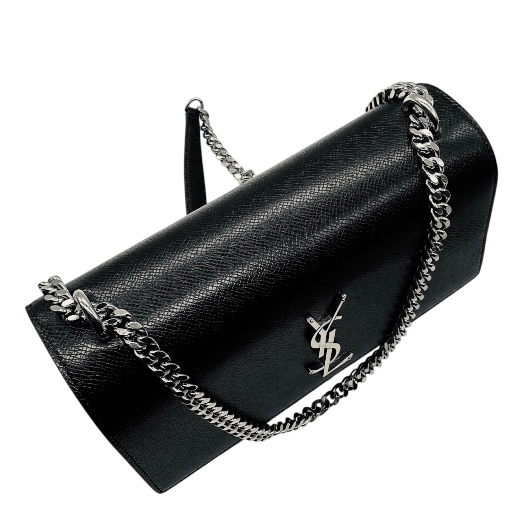 Saint Laurent Black Calfskin Leather Medium Sunset Shoulder Bag