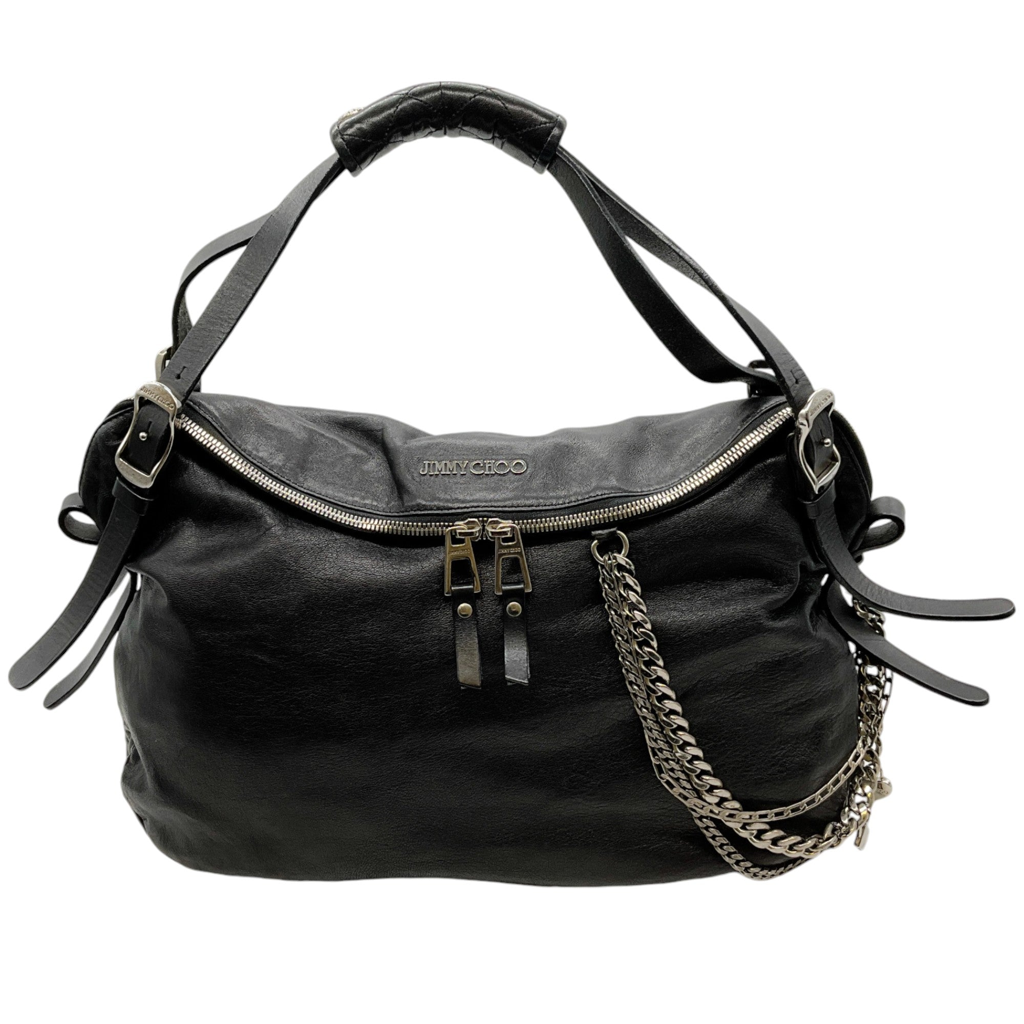 Jimmy Choo Black Leather Blake Boho Biker Bag
