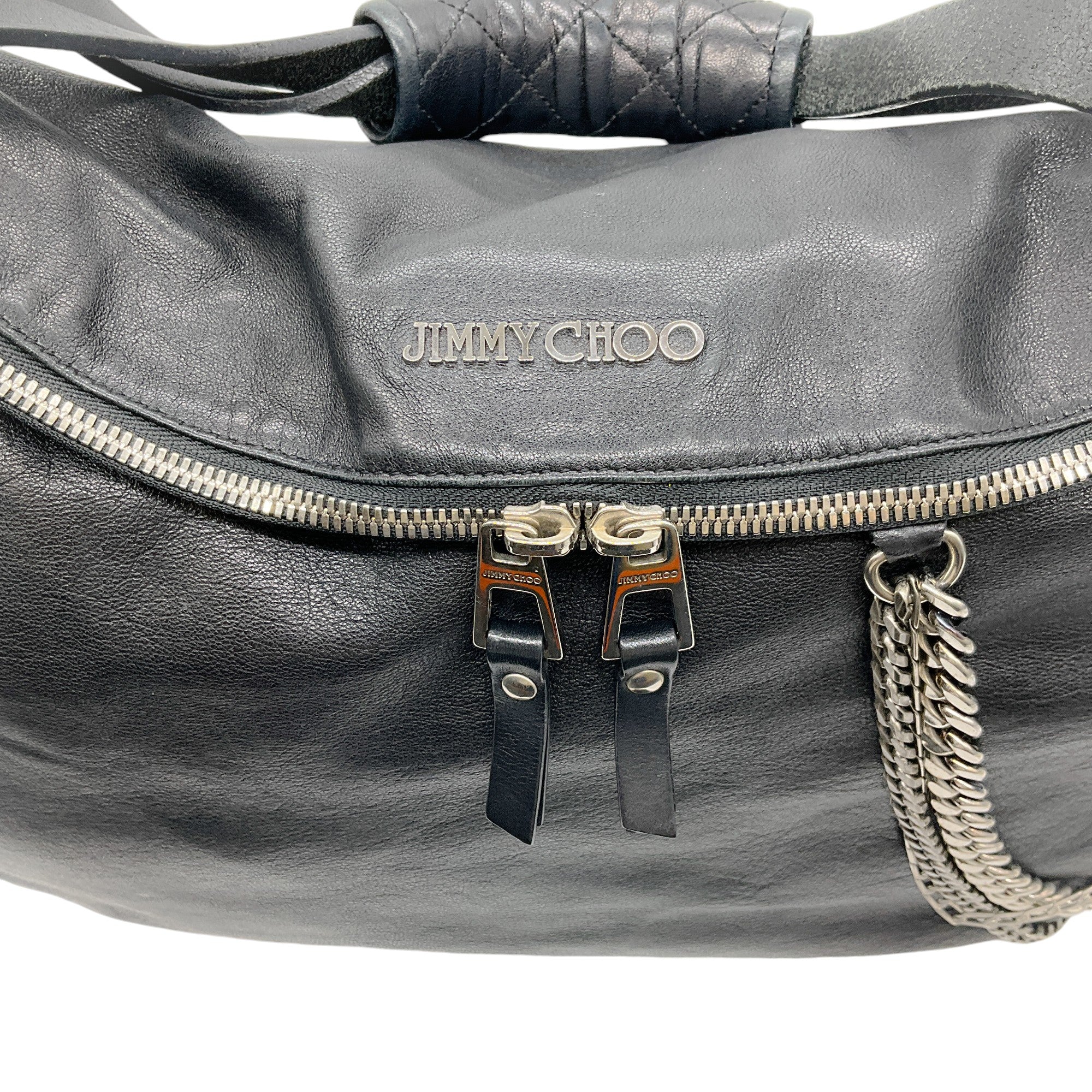 Jimmy Choo Black Leather Blake Boho Biker Bag