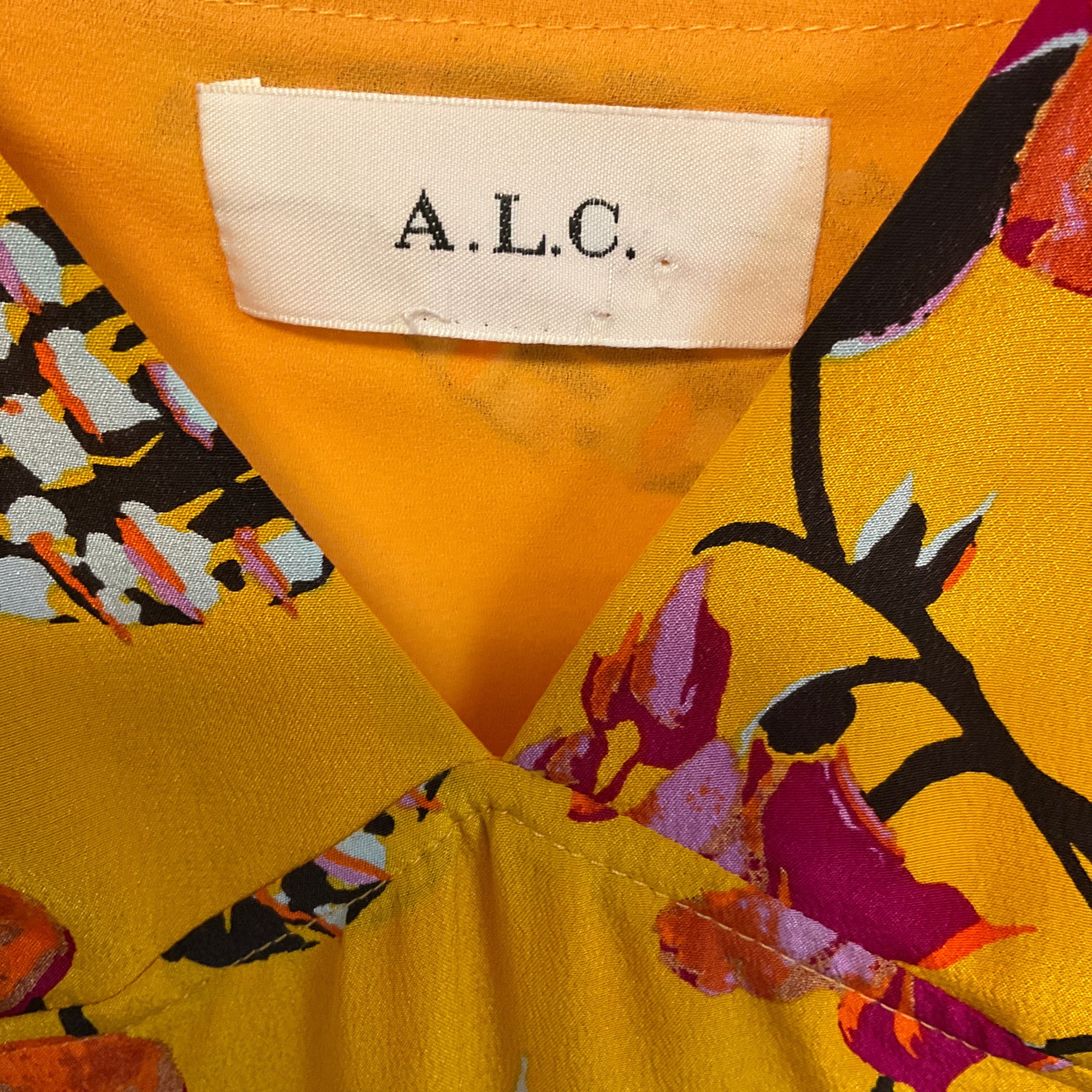 A.L.C. Yellow Multi Rae Floral Print Maxi Dress