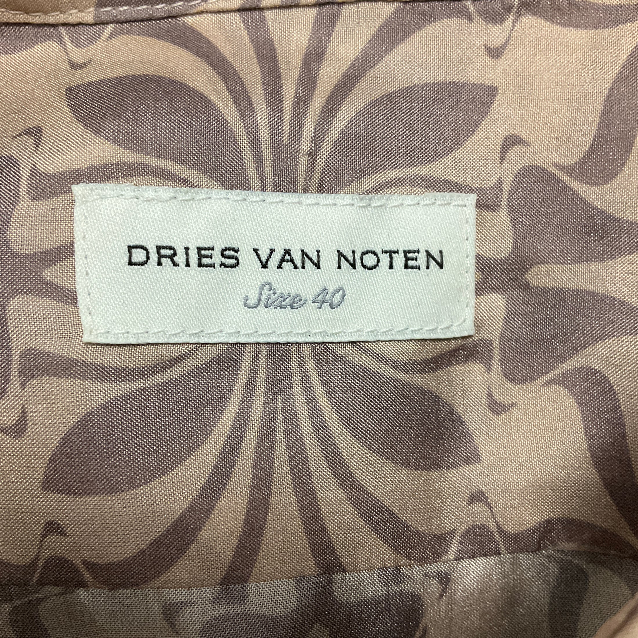 Dries Van Noten Blush Pink / Mauve Printed Button Front Silk Blouse