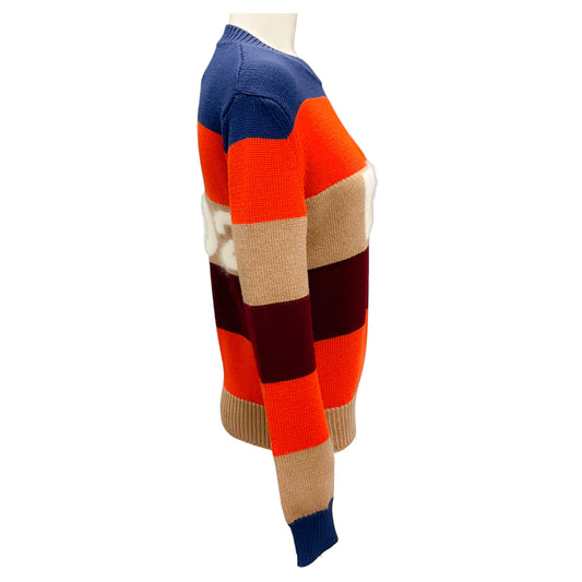 Dsquared2 Orange Multi 2020 Logo Wool Knit Sweater