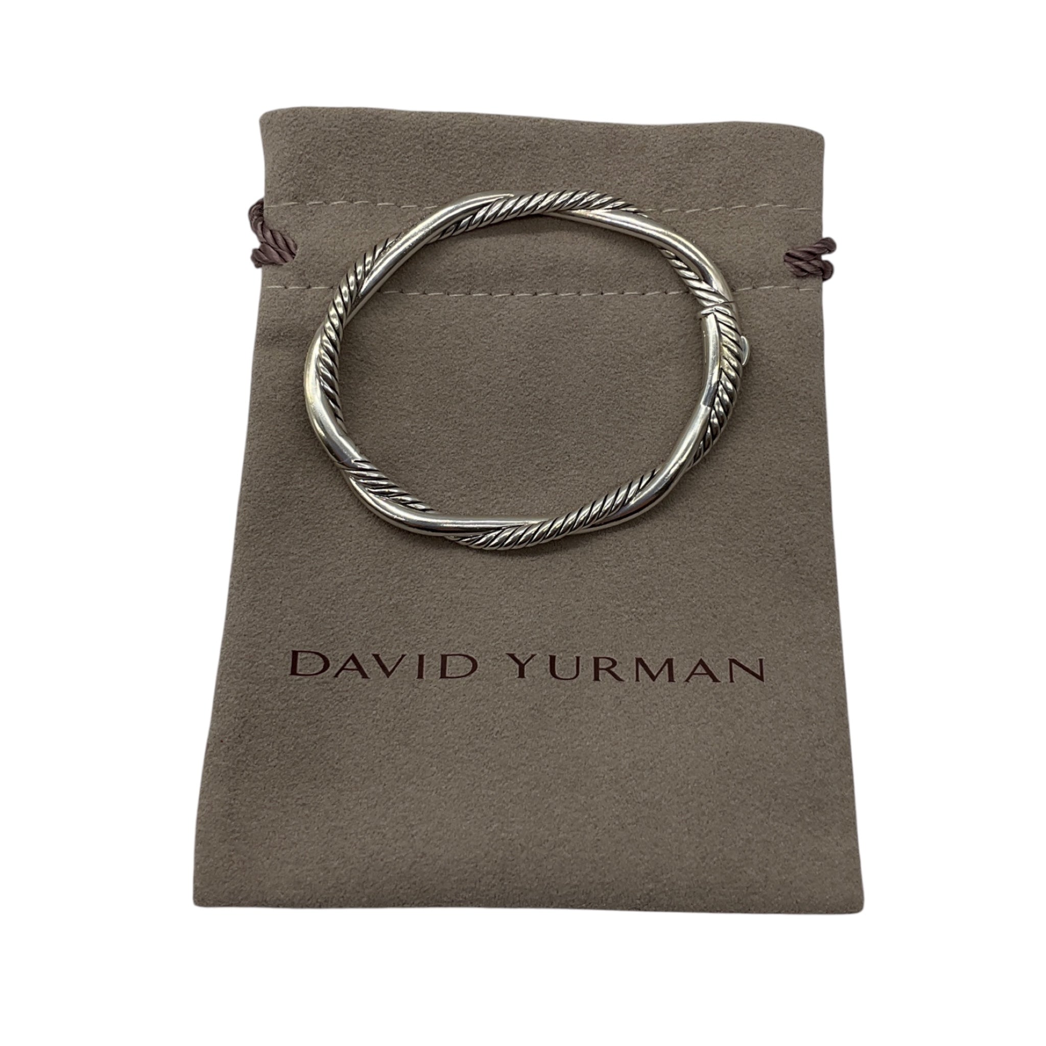 David Yurman Petite Infinity Bracelet in Sterling Silver with Pave Diamonds, 4.4mm