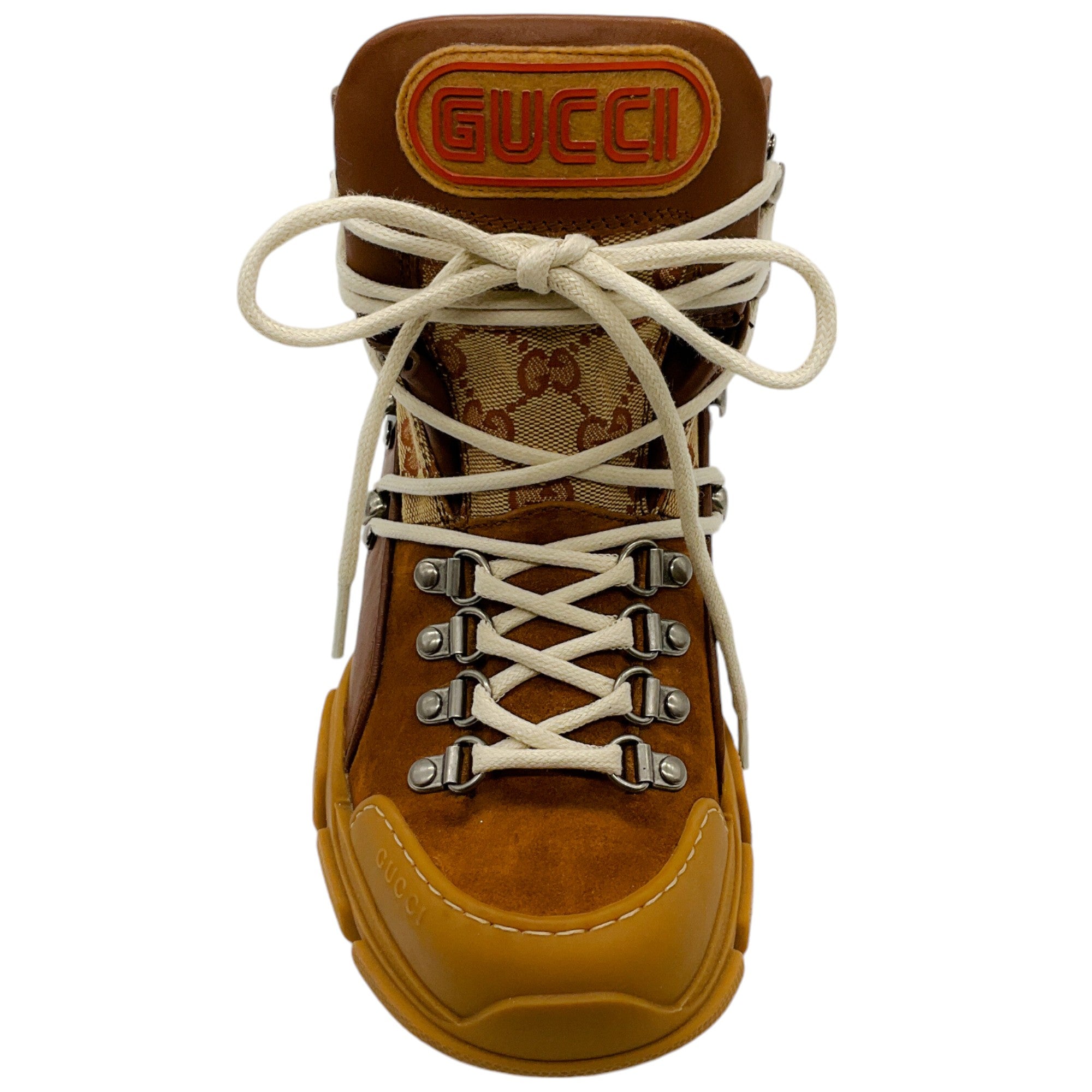 Gucci Brown Suede Logo Flashtrek Hiking Boots