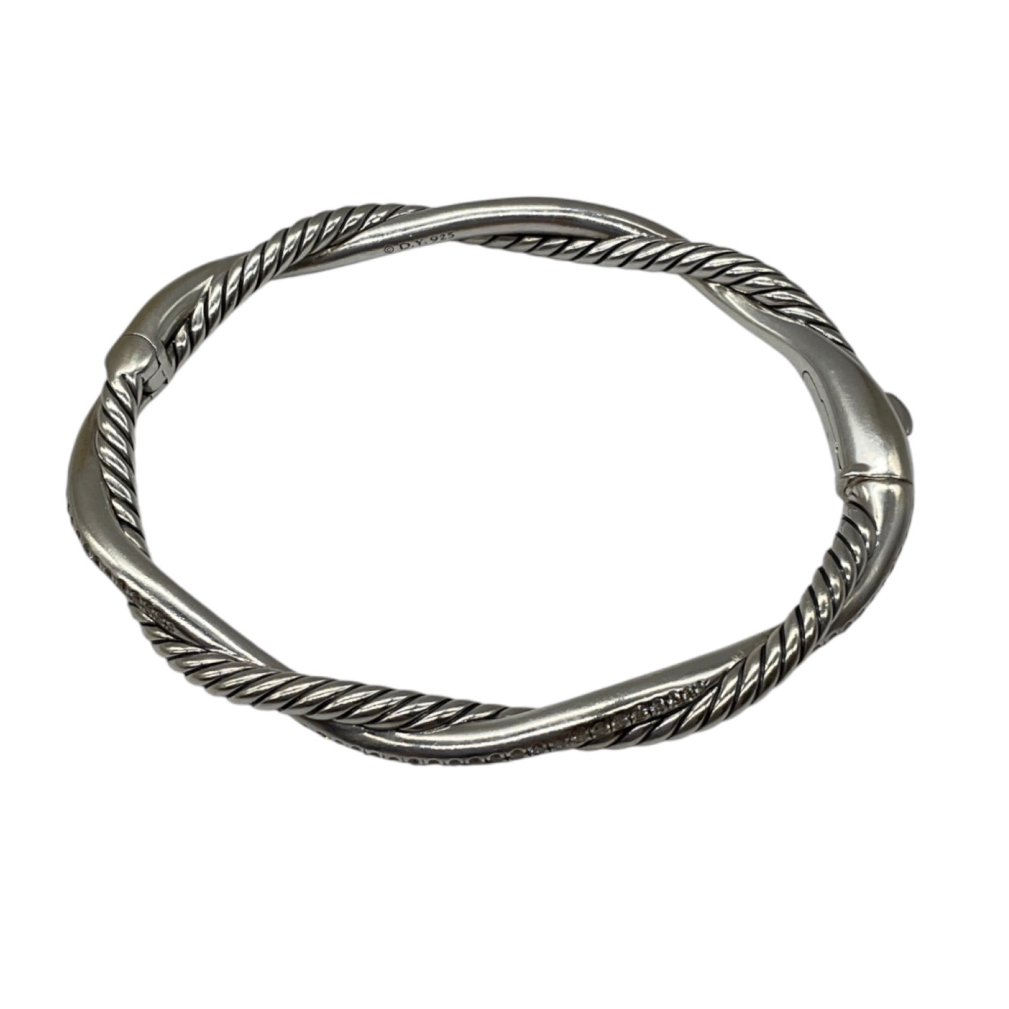 David Yurman Petite Infinity Bracelet in Sterling Silver with Pave Diamonds, 4.4mm