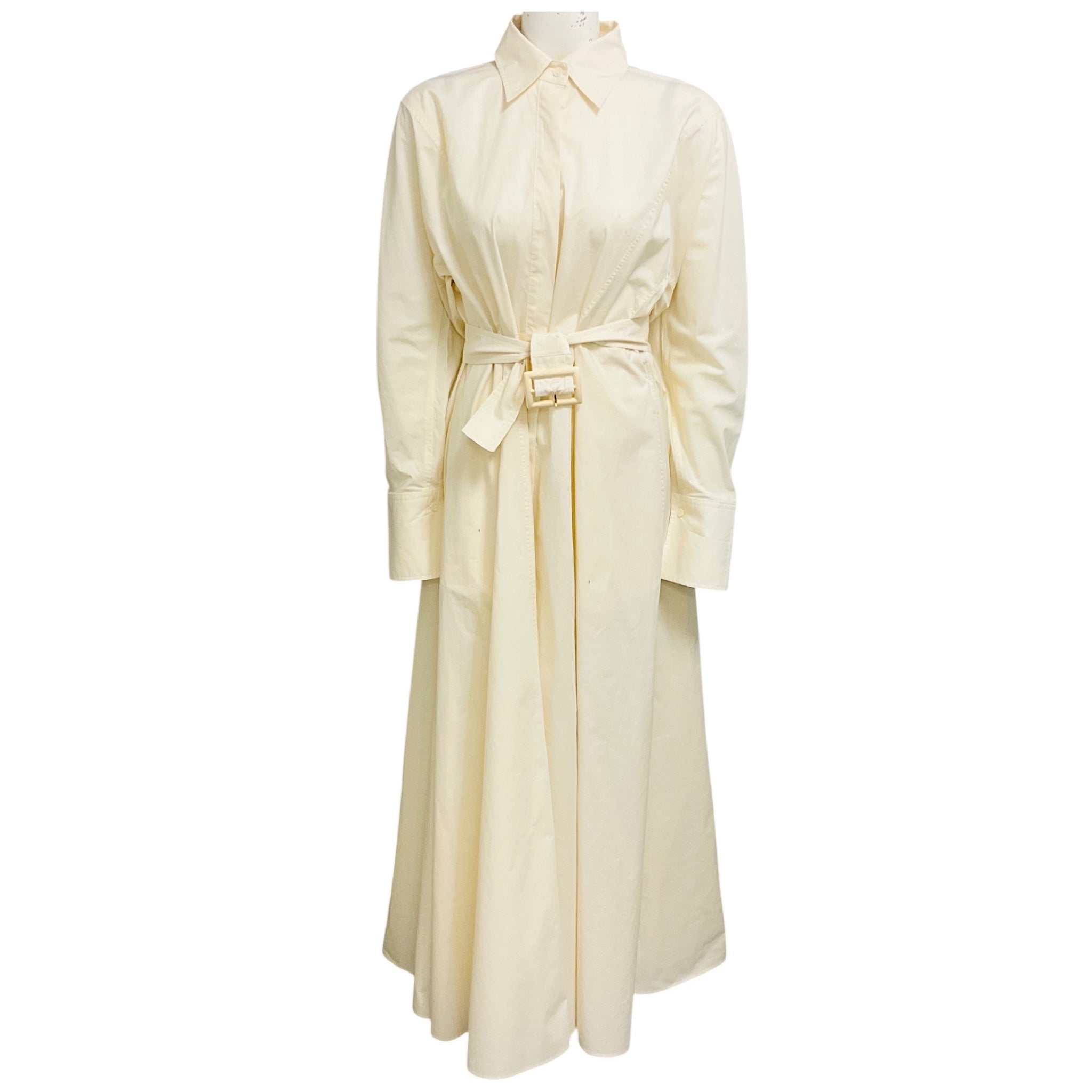 Scanlan Theodore Cream Cotton Maxi Shirt Dress with Belt