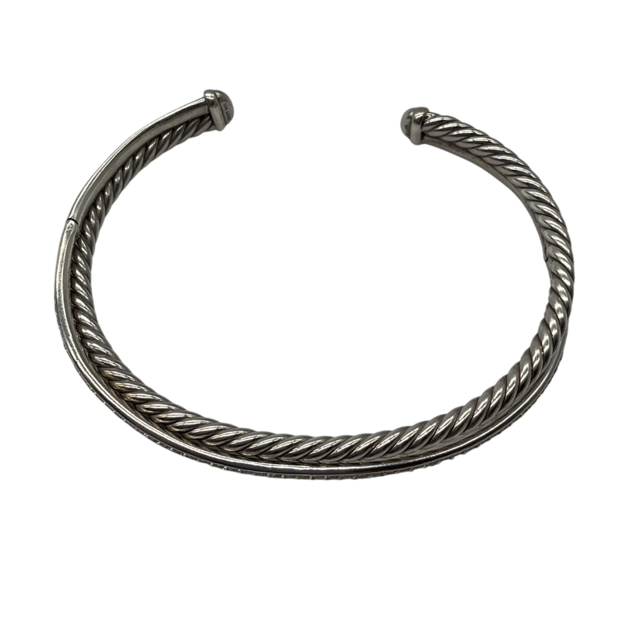 David Yurman Crossover Two Row Bracelet in Sterling Silver with Diamonds, 6mm