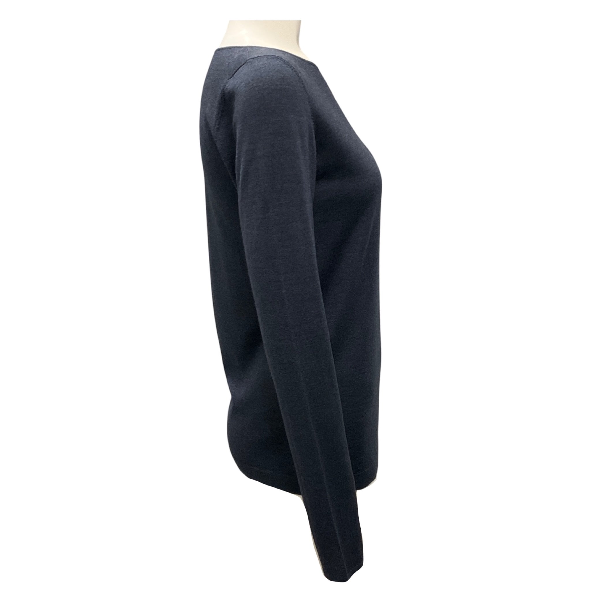 Brunello Cucinelli Navy Boatneck Cashmere Silk Lightweight Sweater