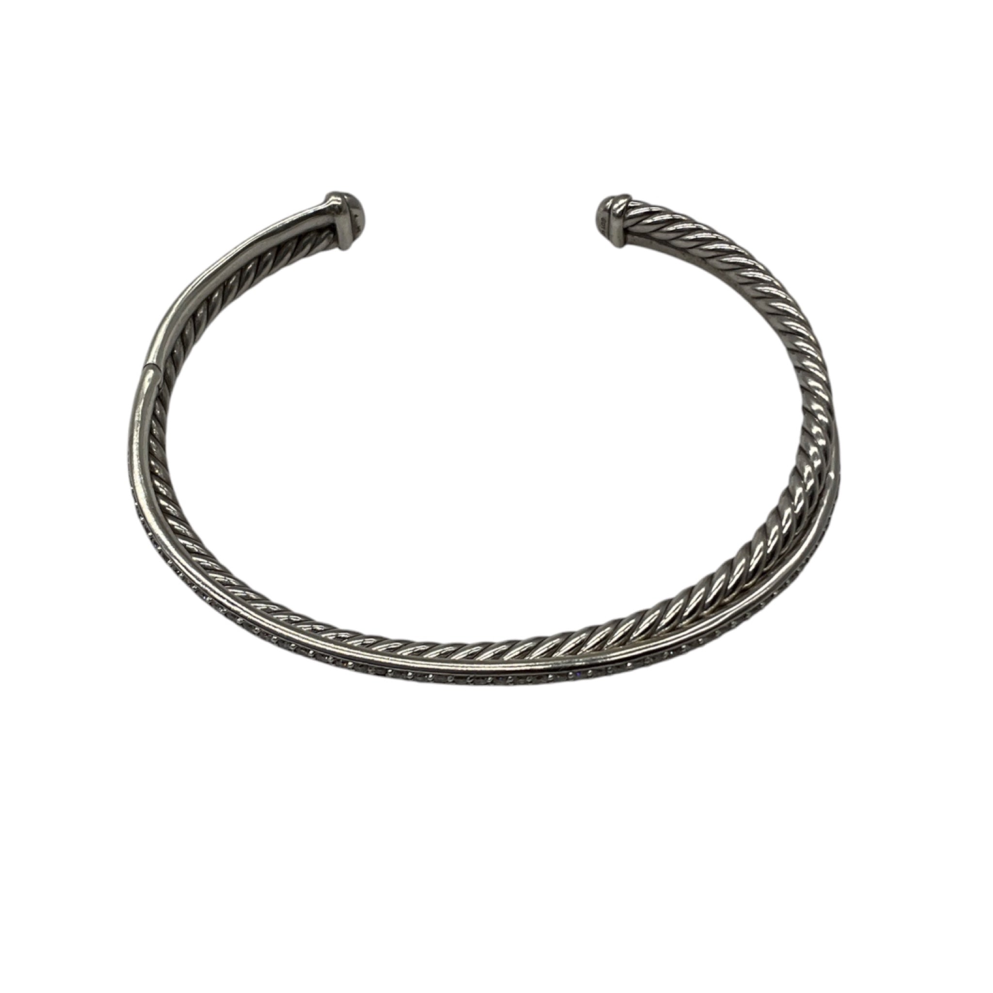 David Yurman Crossover Two Row Bracelet in Sterling Silver with Diamonds, 6mm