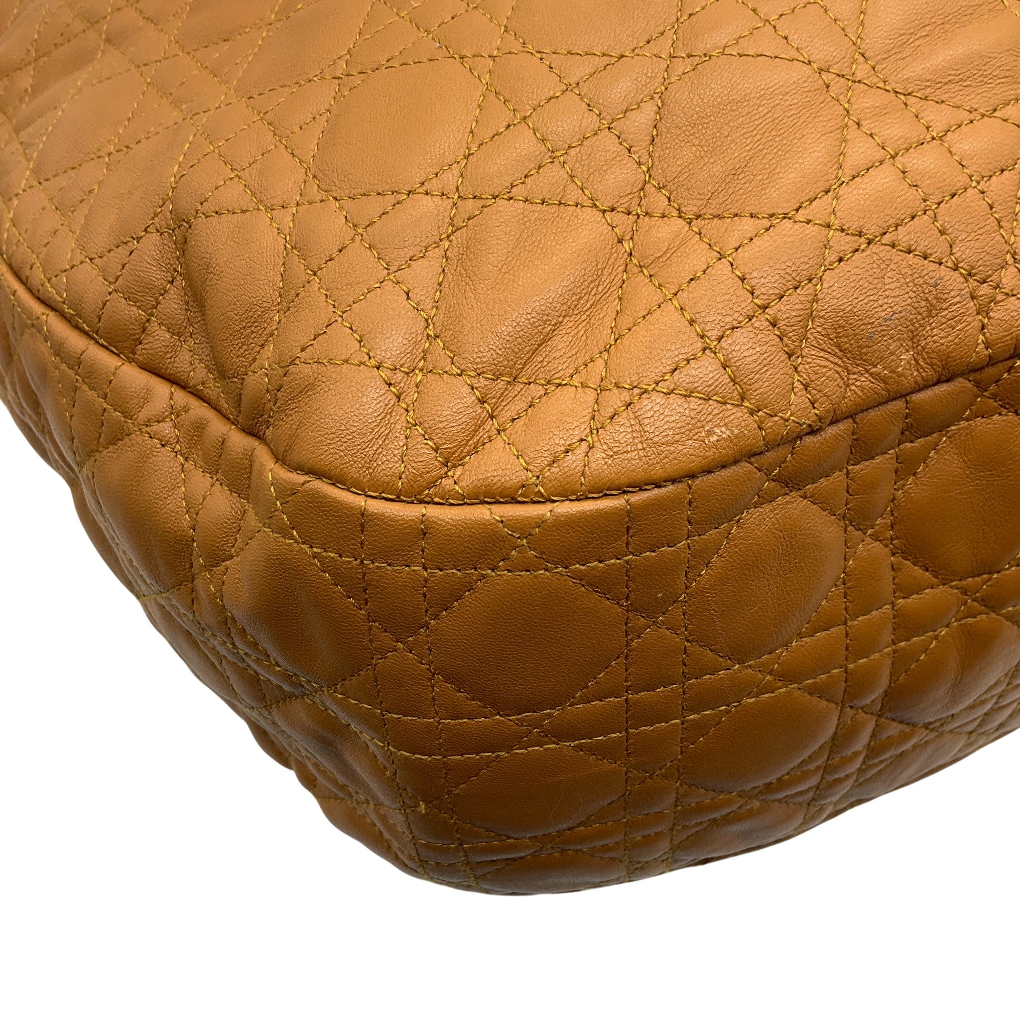 Christian Dior Camel Cannage Leather Soft Large Hobo Bag