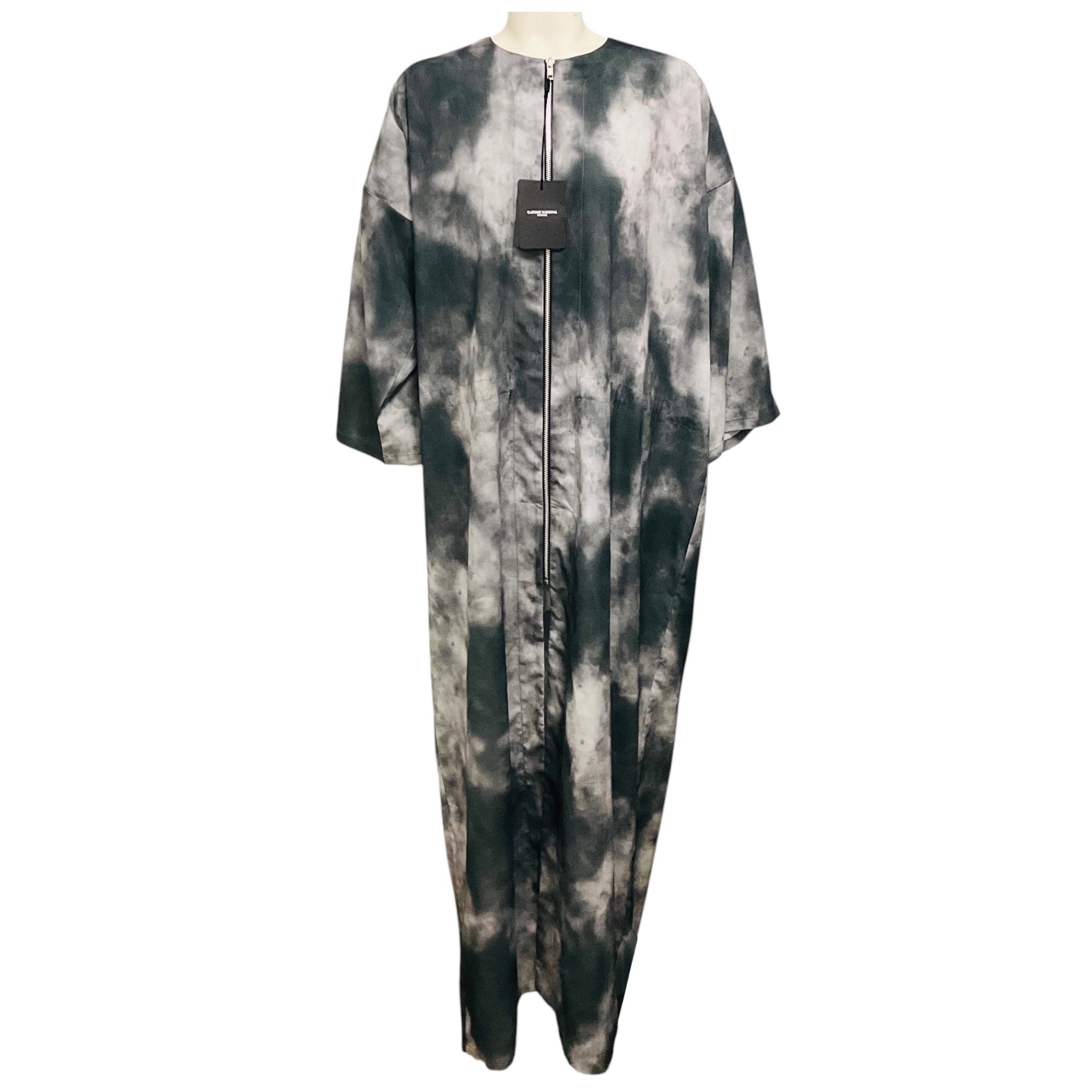 Costume National Homme Men's Grey Tie Dye Crew Long Zip Up Robe