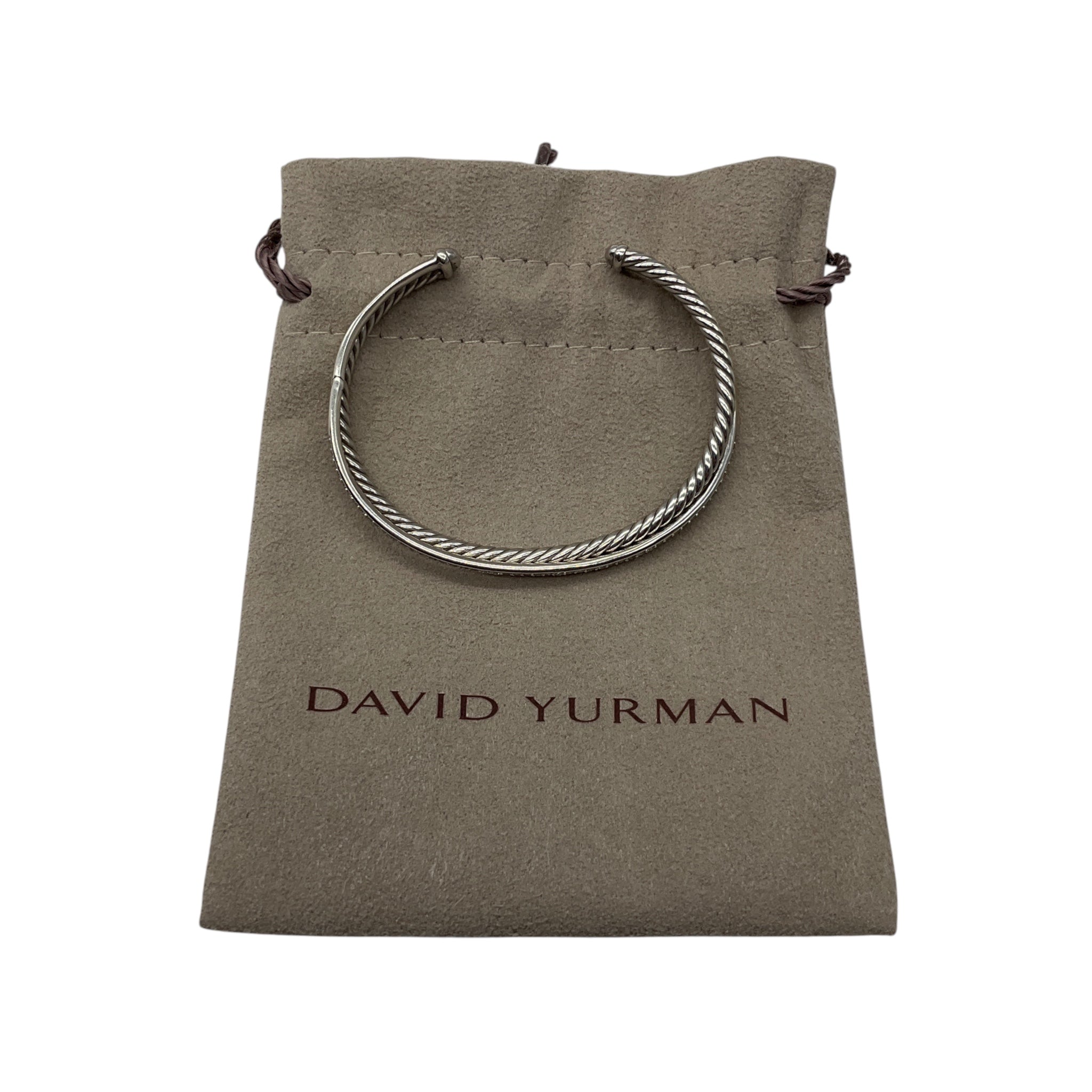David Yurman Crossover Two Row Bracelet in Sterling Silver with Diamonds, 6mm