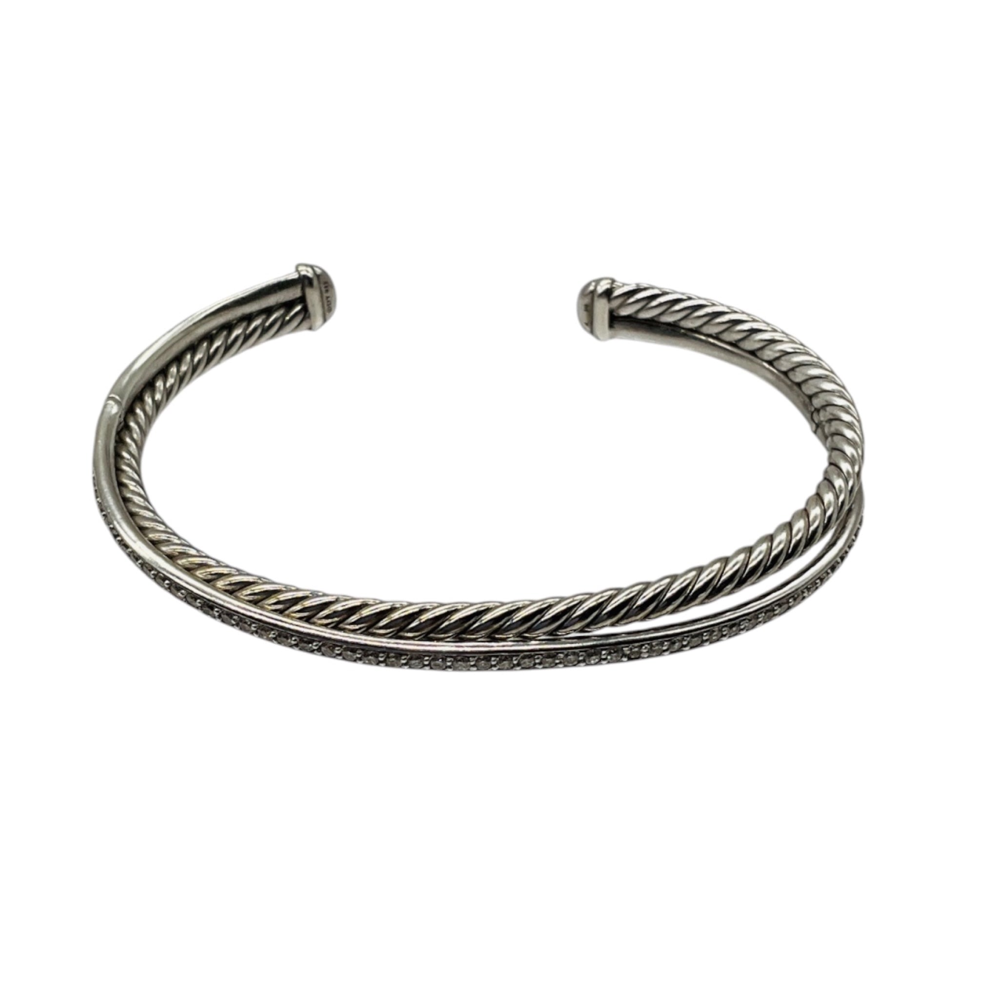 David Yurman Crossover Two Row Bracelet in Sterling Silver with Diamonds, 6mm