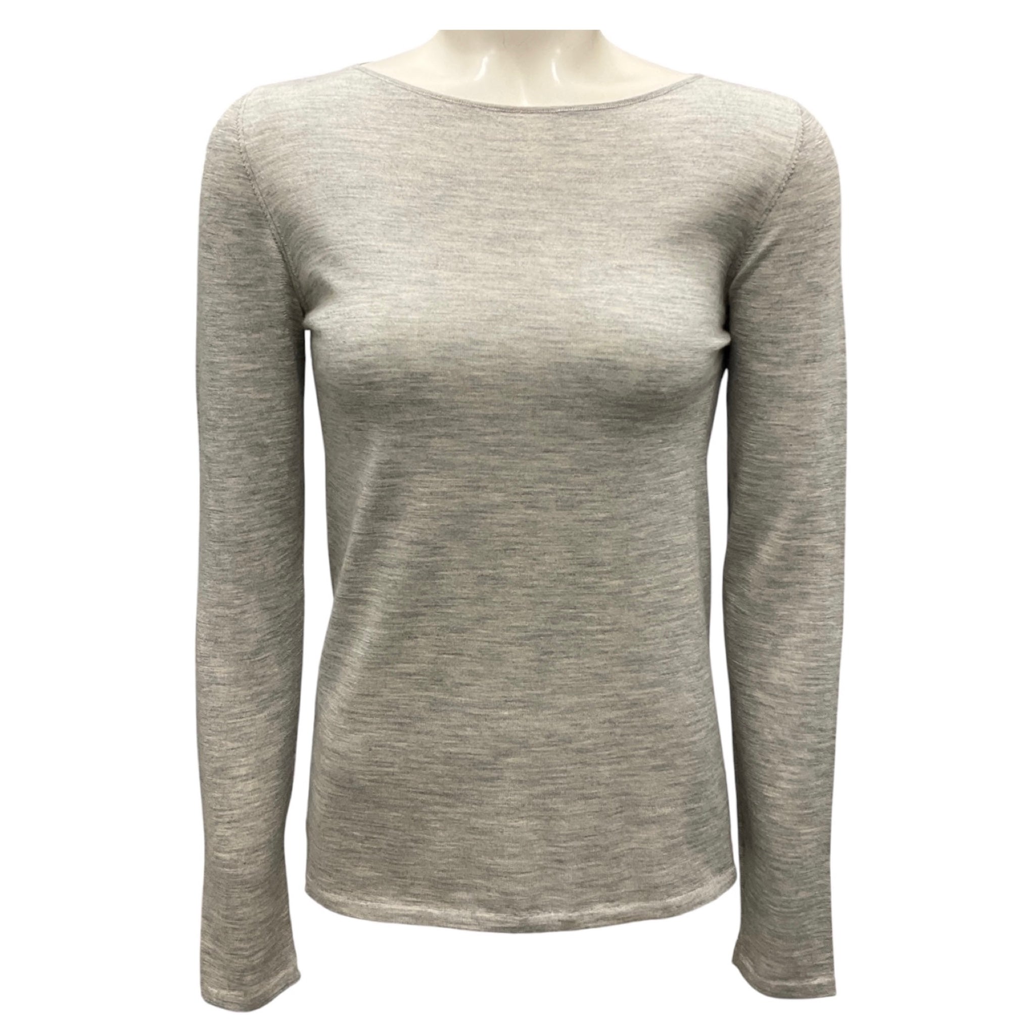 Brunello Cucinelli Grey Cashmere and Silk Fine Knit Sweater