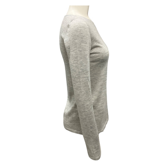 Brunello Cucinelli Grey Cashmere and Silk Fine Knit Sweater