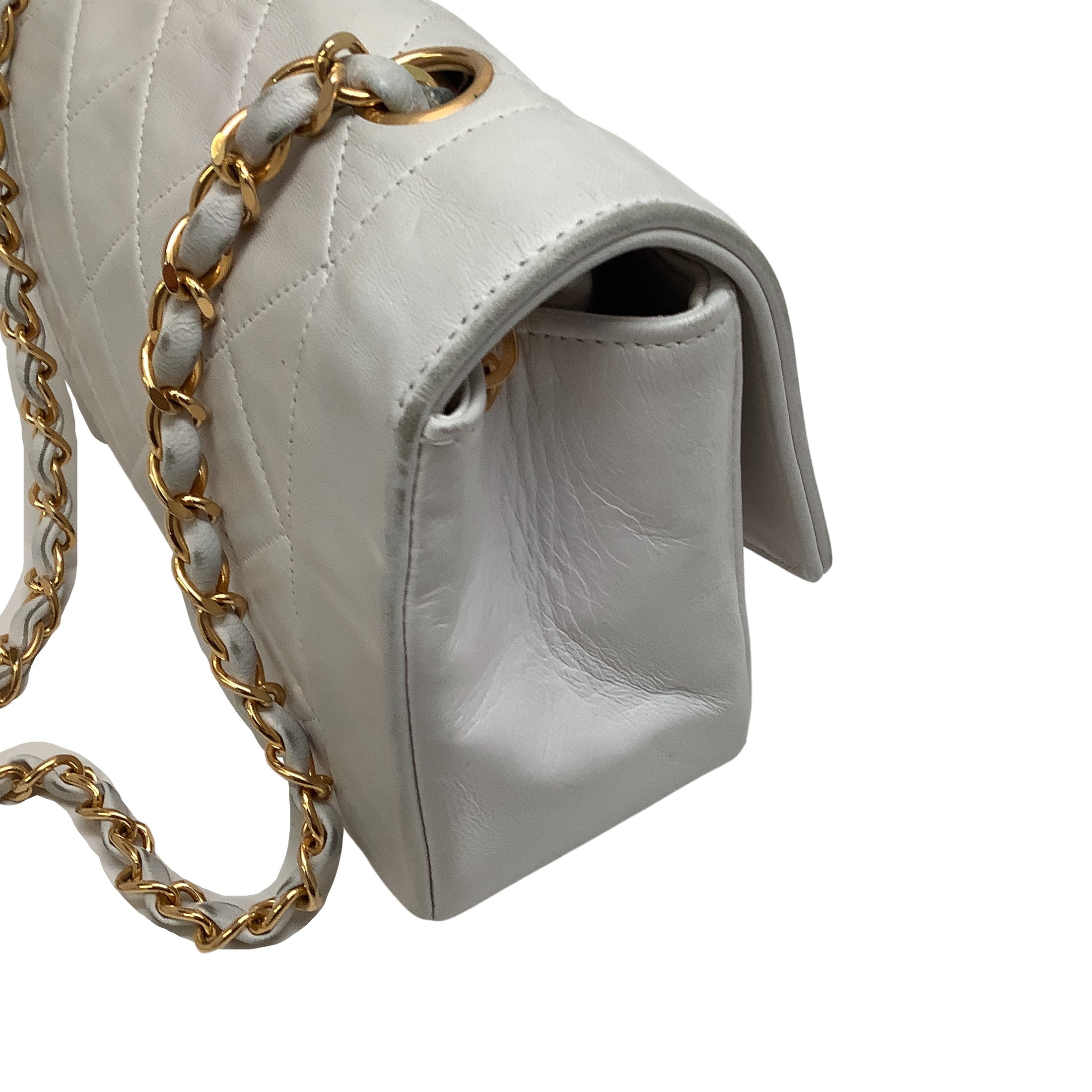 Chanel Vintage 1989-1991 White Leather Diana Shoulder Bag