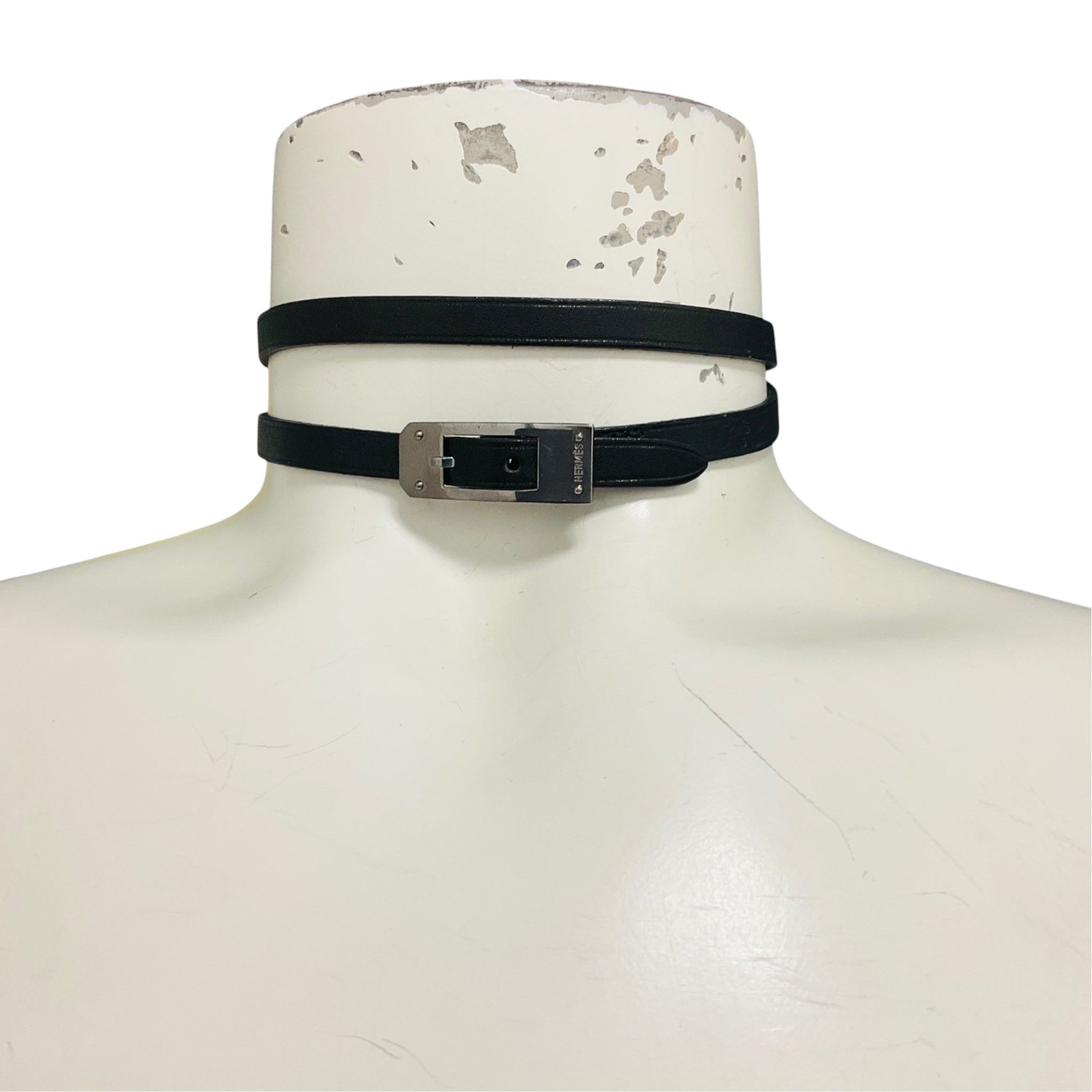 Hermes Black 2004 Leather Kelly Ardion Bracelet / Choker Necklace