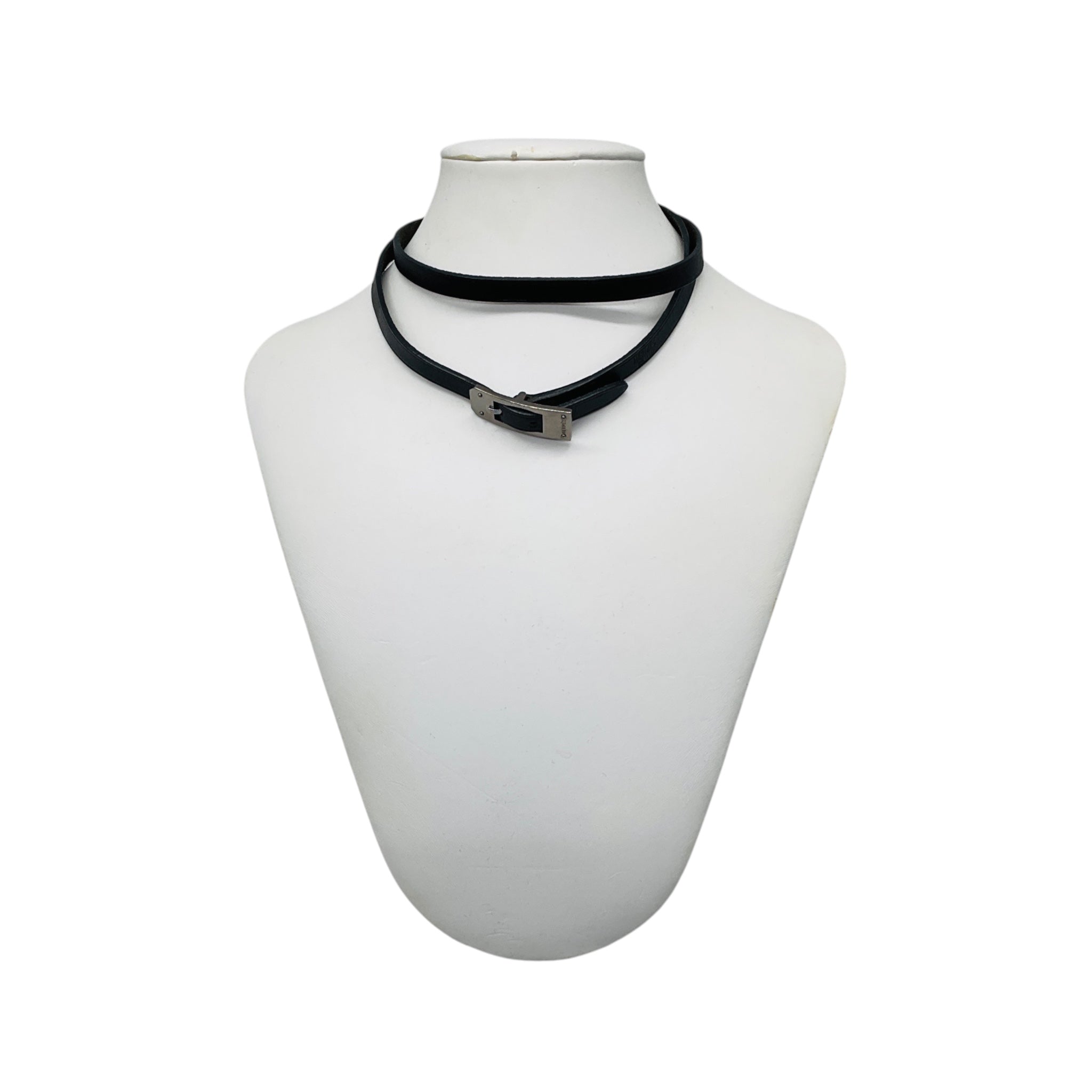 Hermes Black 2004 Leather Kelly Ardion Bracelet / Choker Necklace