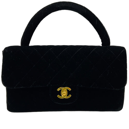 Chanel Vintage 1995 Black Velvet Classic Quilted Bag
