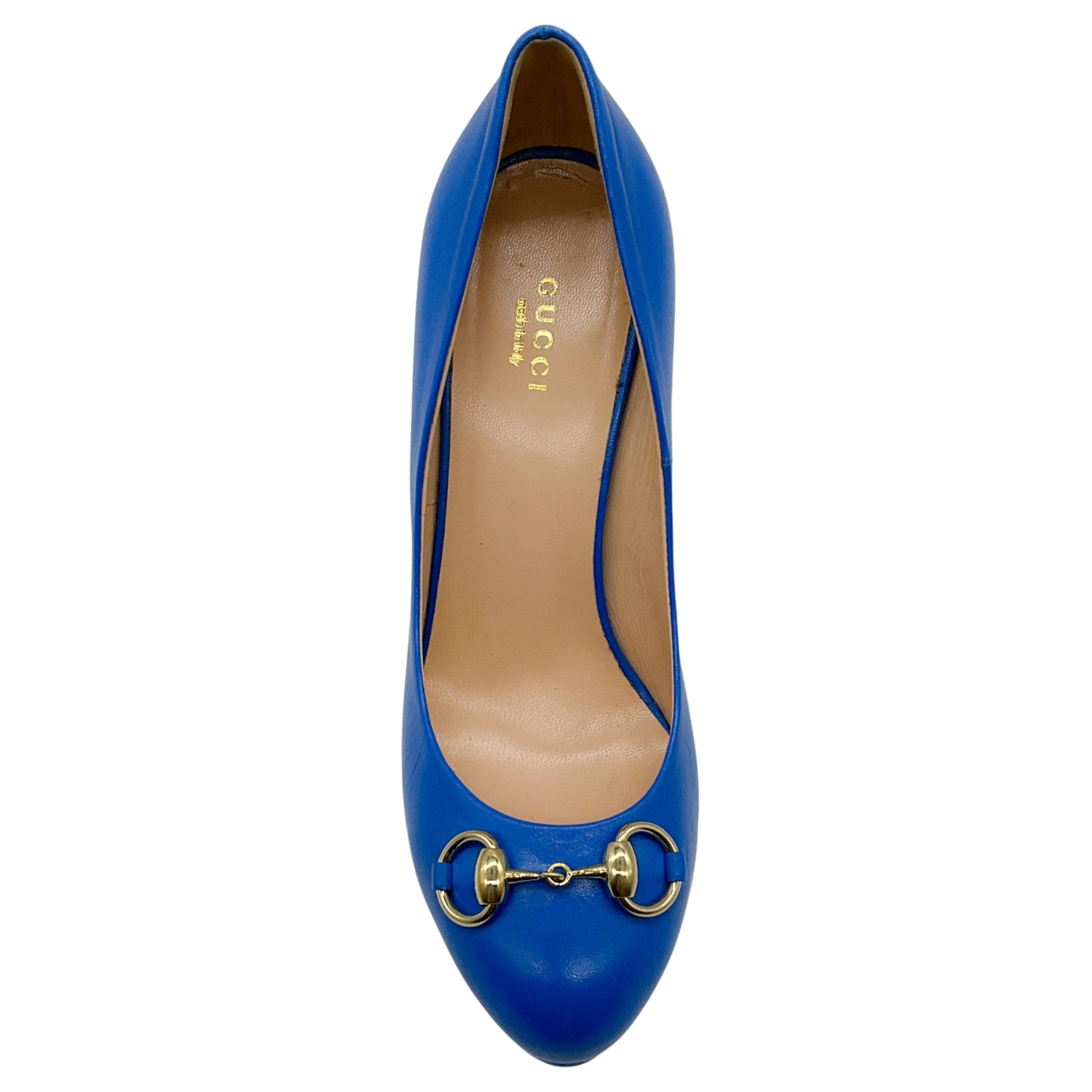 Gucci Cobalt Blue Leather Horsebit Pumps