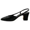 Load image into Gallery viewer, Chanel Black Printed Leather Slingback Pumps with Patent Cap Toe
