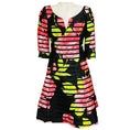Load image into Gallery viewer, Lee Anderson Couture Black / Pink / Green Multi Floral Printed Striped Cocktail Dress
