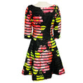Load image into Gallery viewer, Lee Anderson Couture Black / Pink / Green Multi Floral Printed Striped Cocktail Dress
