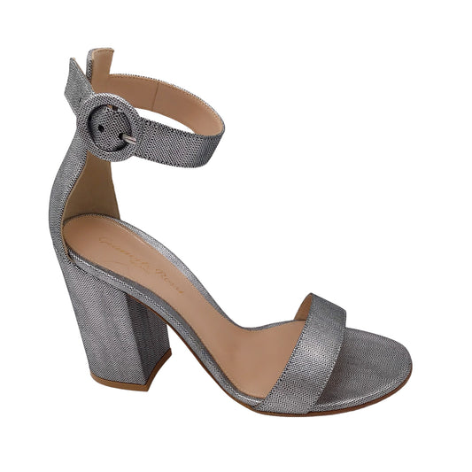 Gianvito Rossi Silver Metallic Ankle Strap Sandals