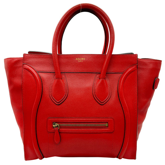 Celine Red Leather Luggage Shopper Bag
