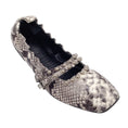 Load image into Gallery viewer, Dorothee Schumacher Grey / Silver Studded Python Skin Leather Ballet Flats
