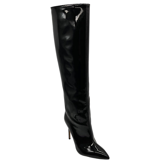 Identita Black Patent Leather High Heeled Tall Boots