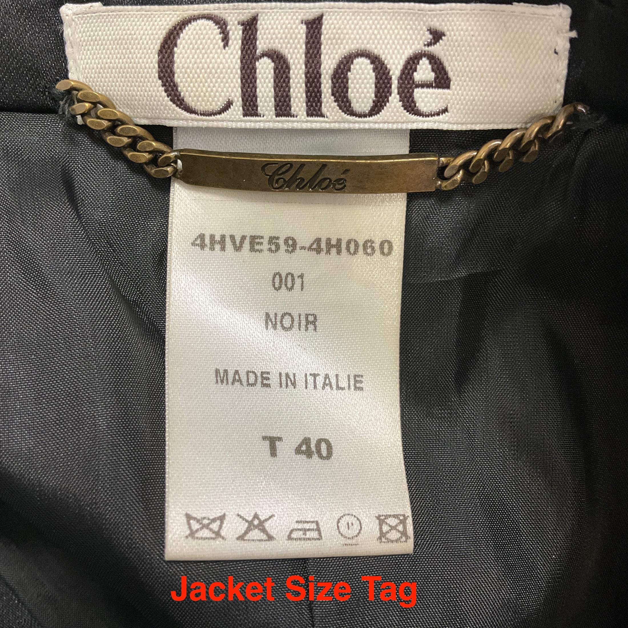 Chloe Black Noir Wool Blazer and Pants Suit Set