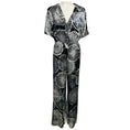 Load image into Gallery viewer, Marie France Van Damme Black / Silver Metallic Printed Silk Satin Jumpsuit
