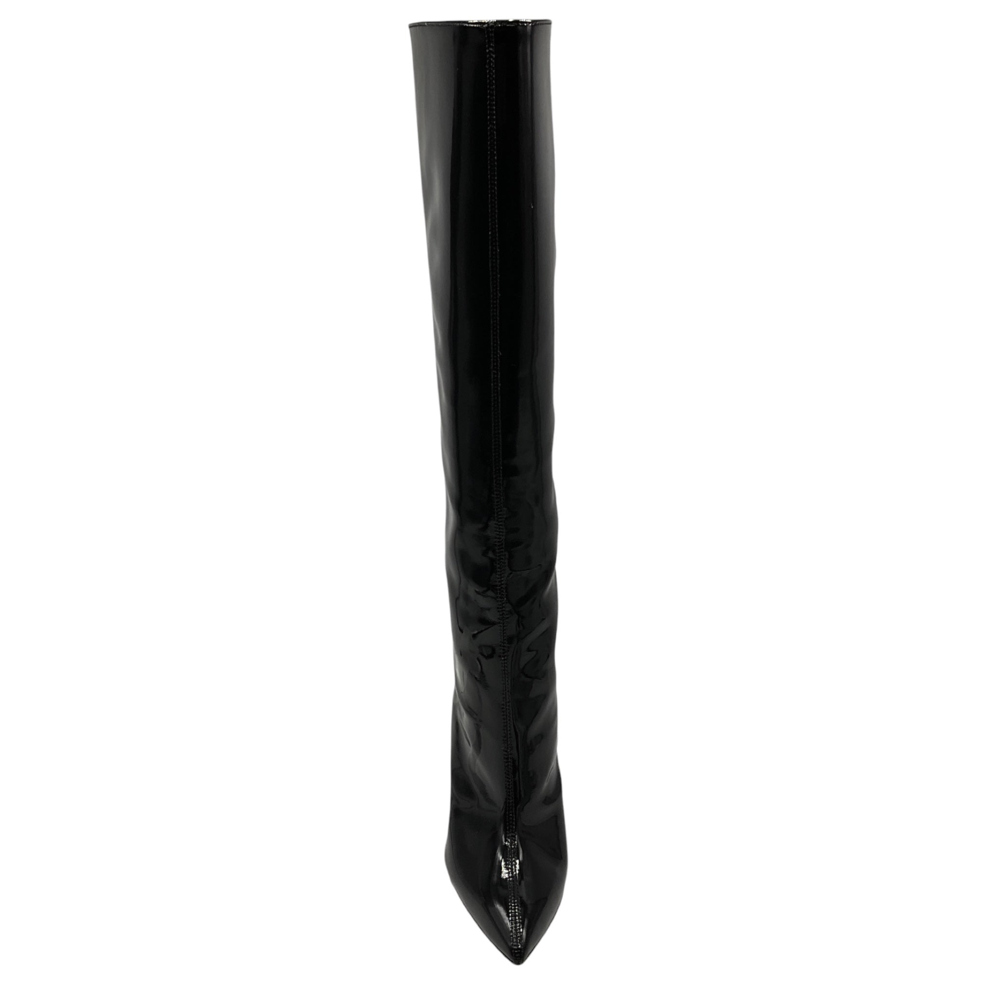 Identita Black Patent Leather High Heeled Tall Boots