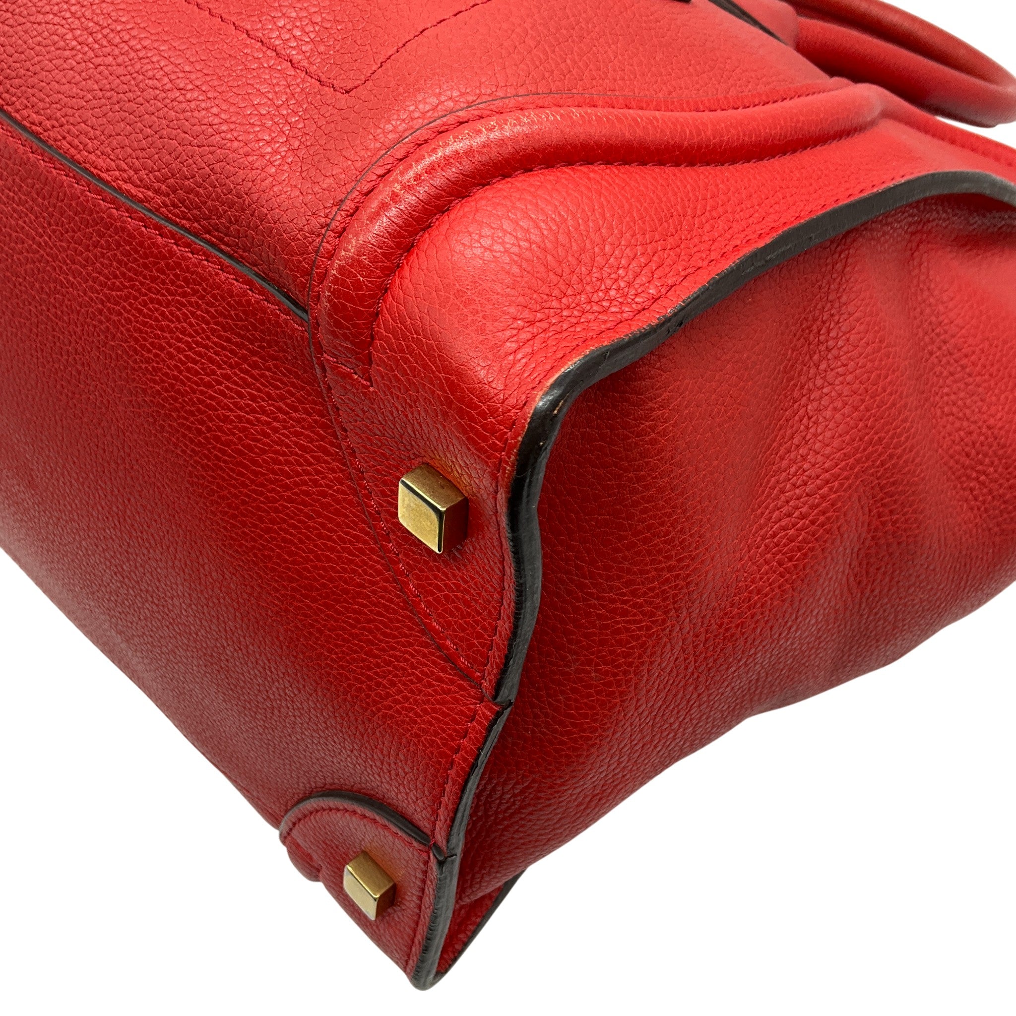 Celine Red Leather Luggage Shopper Bag