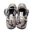 Load image into Gallery viewer, Dorothee Schumacher Grey / Silver Studded Python Skin Leather Ballet Flats
