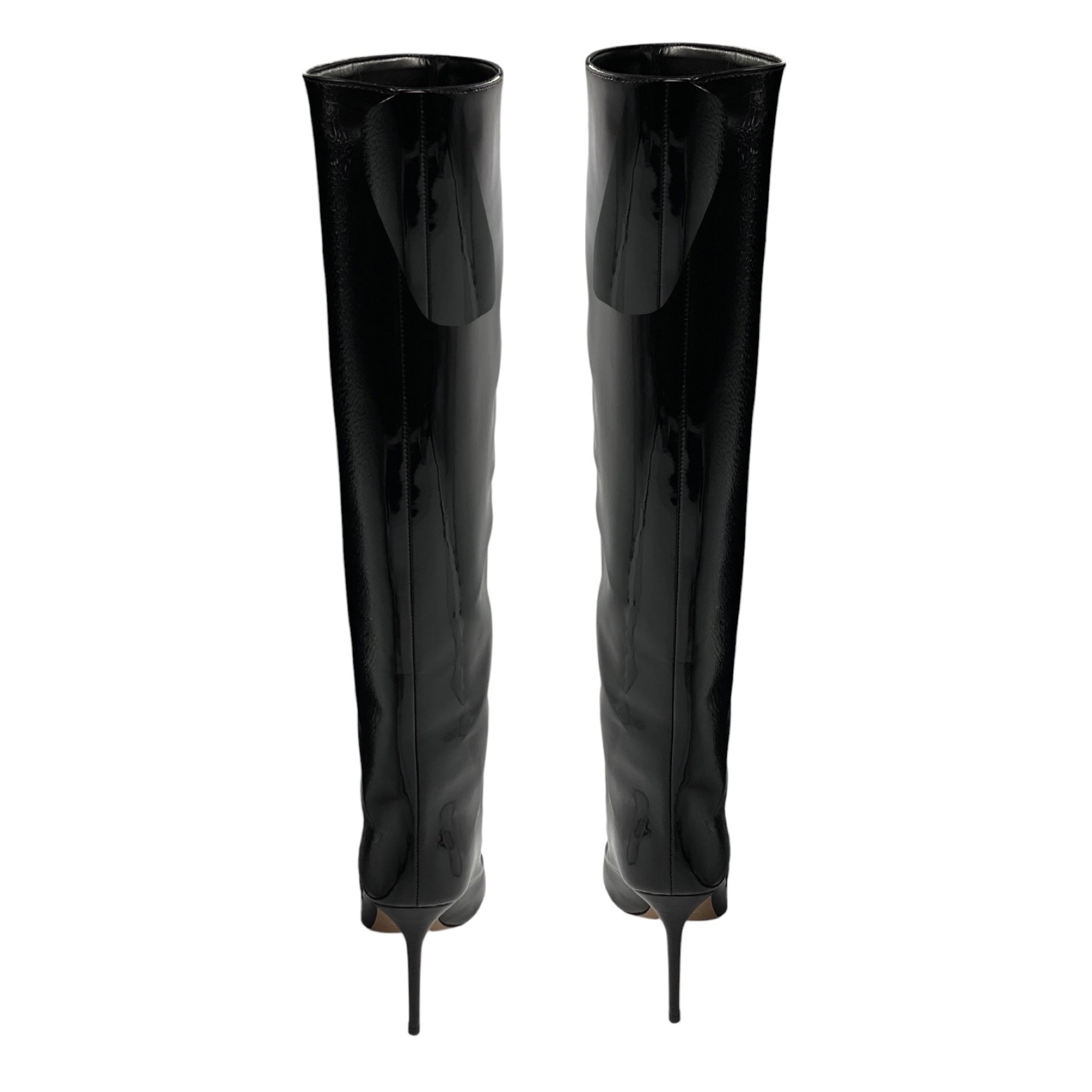 Identita Black Patent Leather High Heeled Tall Boots