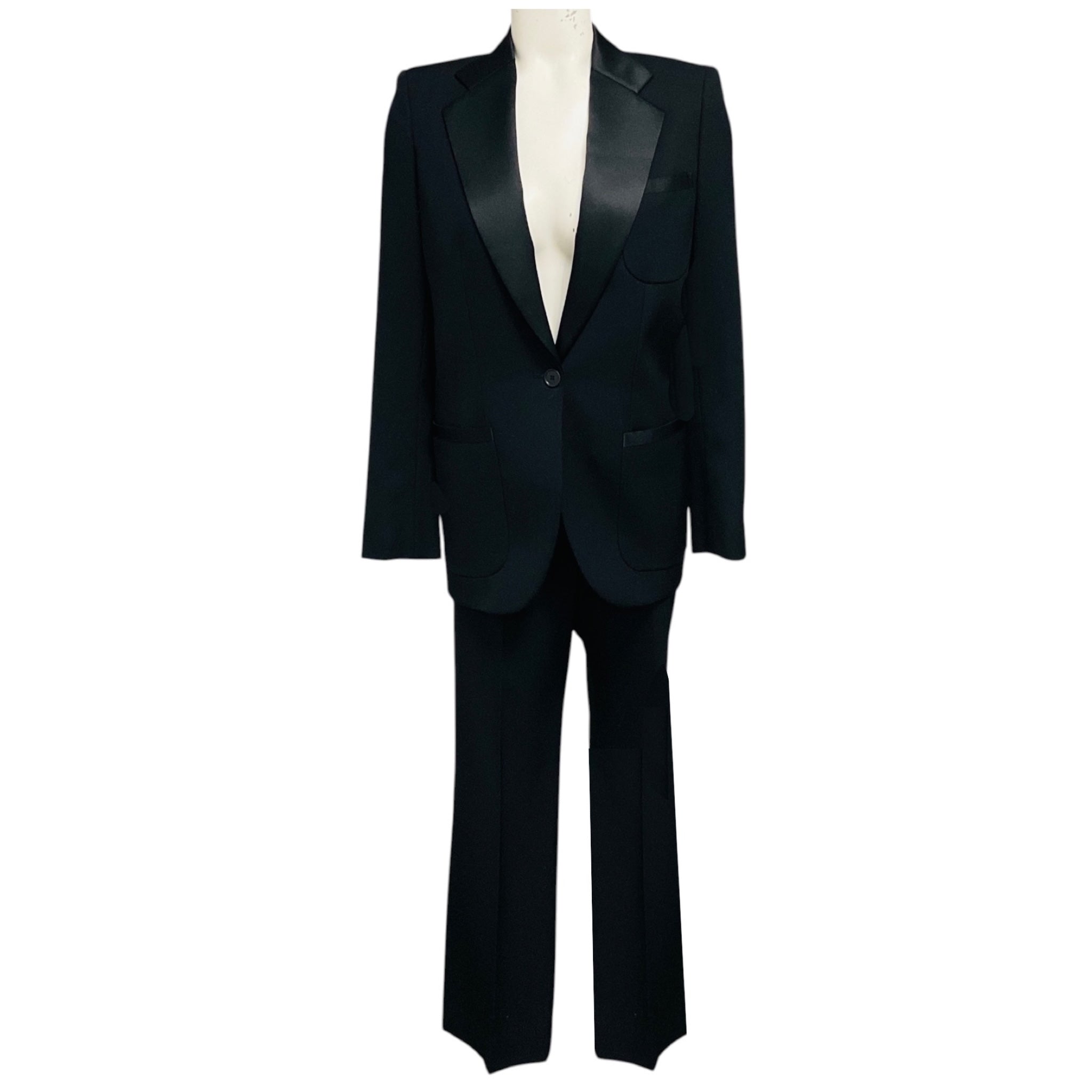 Chloe Black Noir Wool Blazer and Pants Suit Set