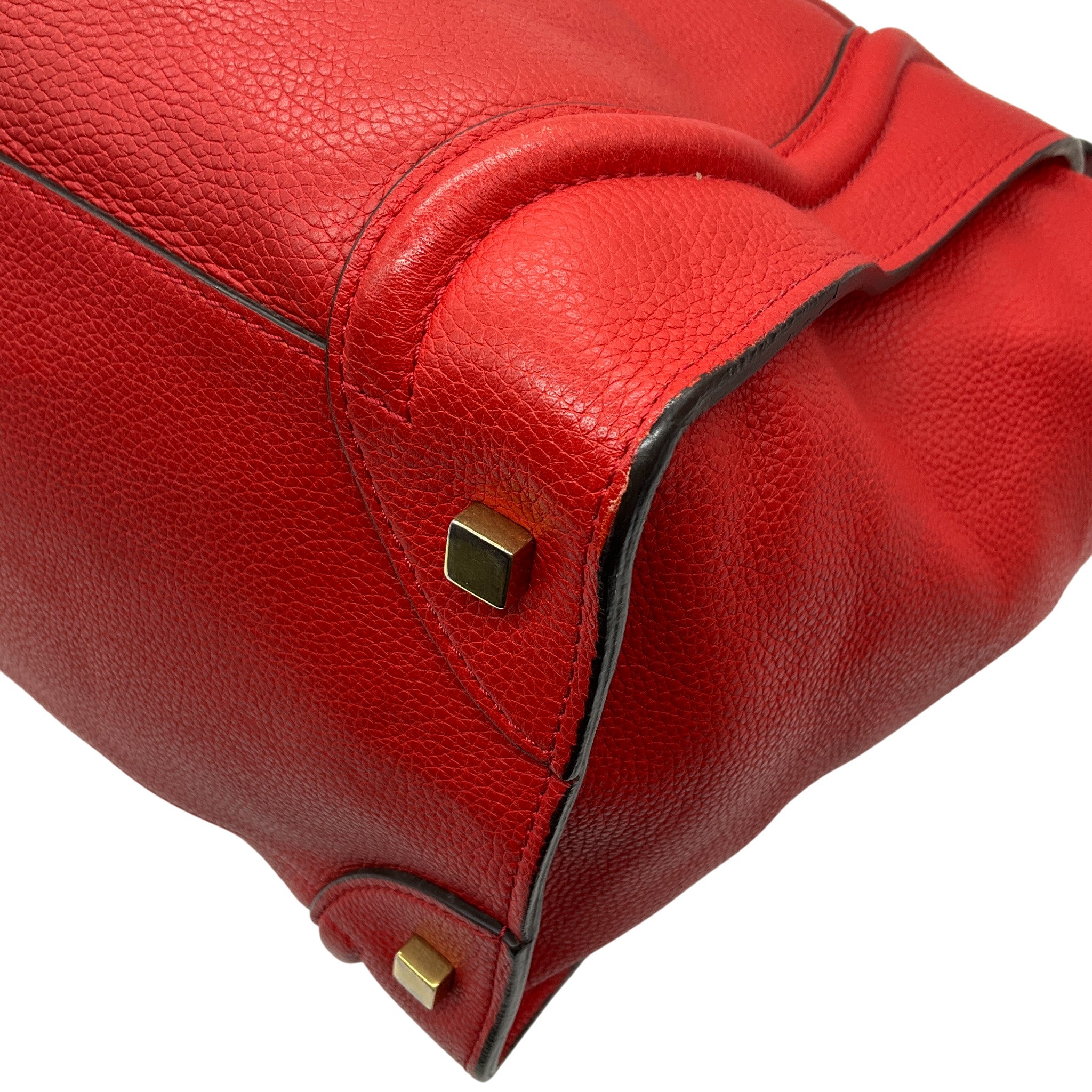 Celine Red Leather Luggage Shopper Bag