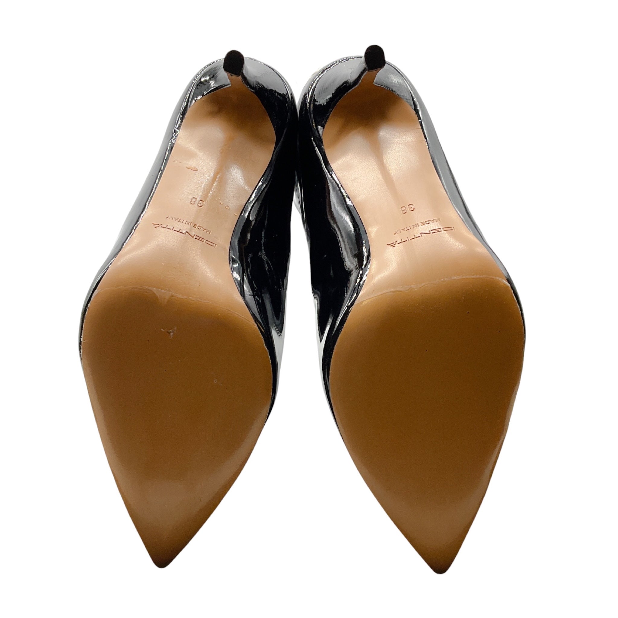 Identita Black Patent Leather High Heeled Tall Boots