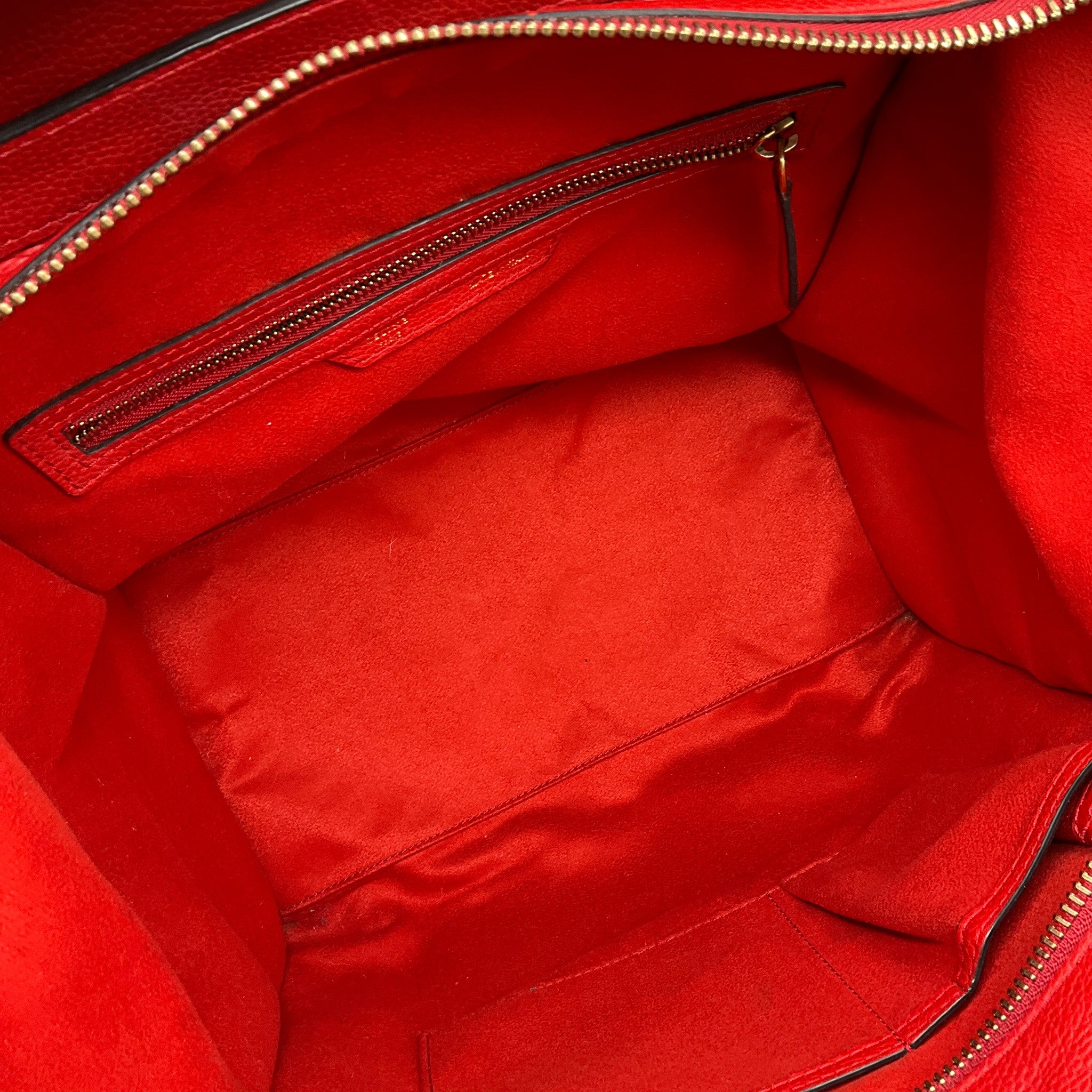 Celine Red Leather Luggage Shopper Bag