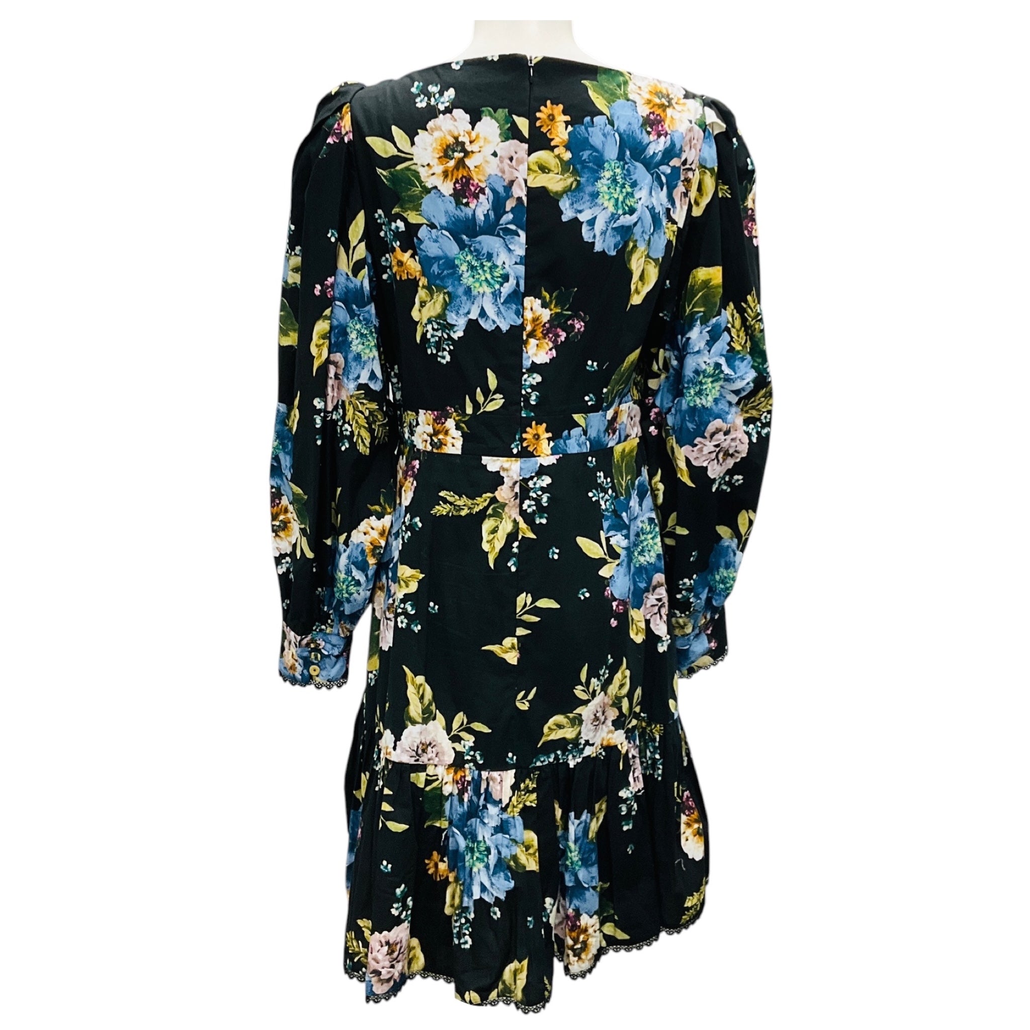 Erdem Black Rydal Carnation Bouquet Floral Mini Dress