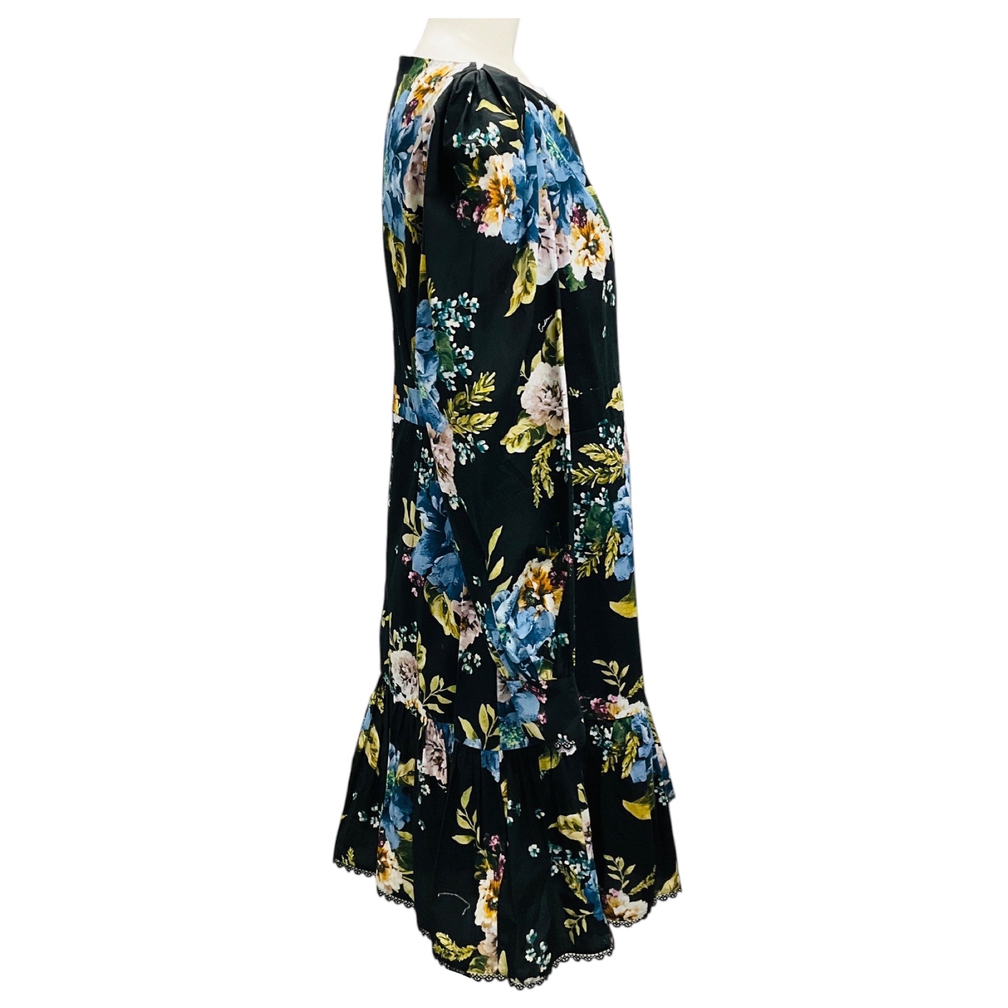 Erdem Black Rydal Carnation Bouquet Floral Mini Dress