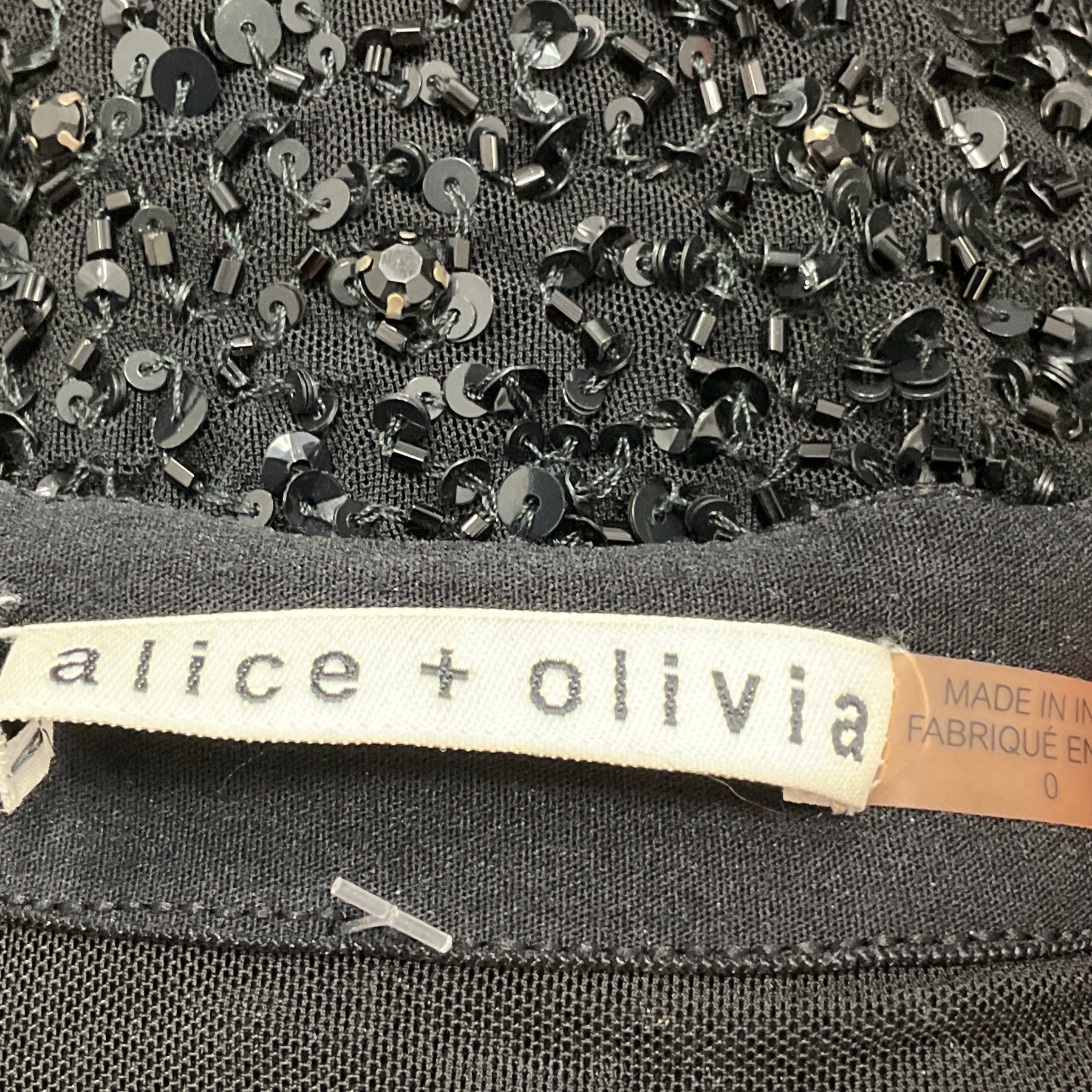 Alice + Olivia Black Sequin and Bead Embellished Skirt