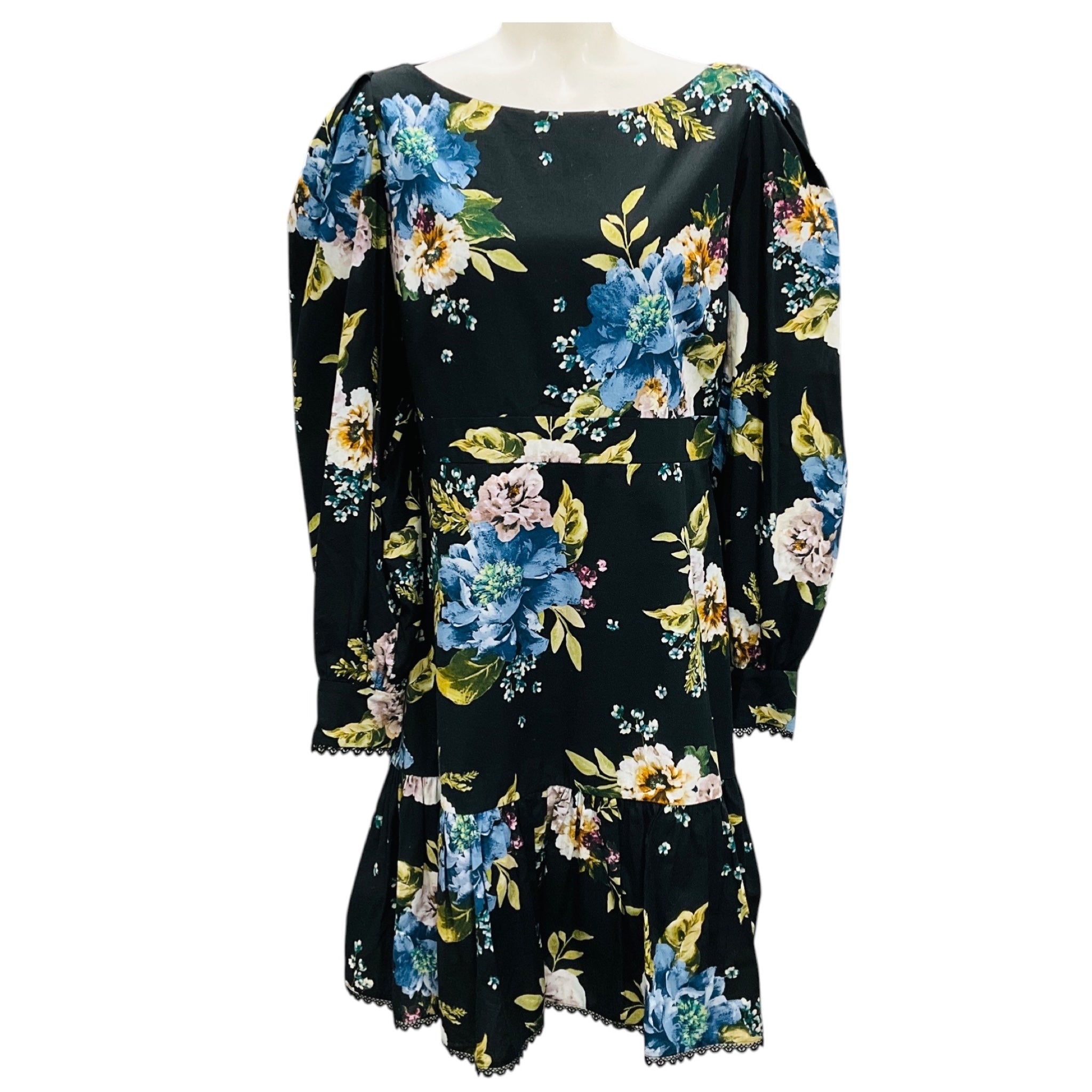 Erdem Black Rydal Carnation Bouquet Floral Mini Dress