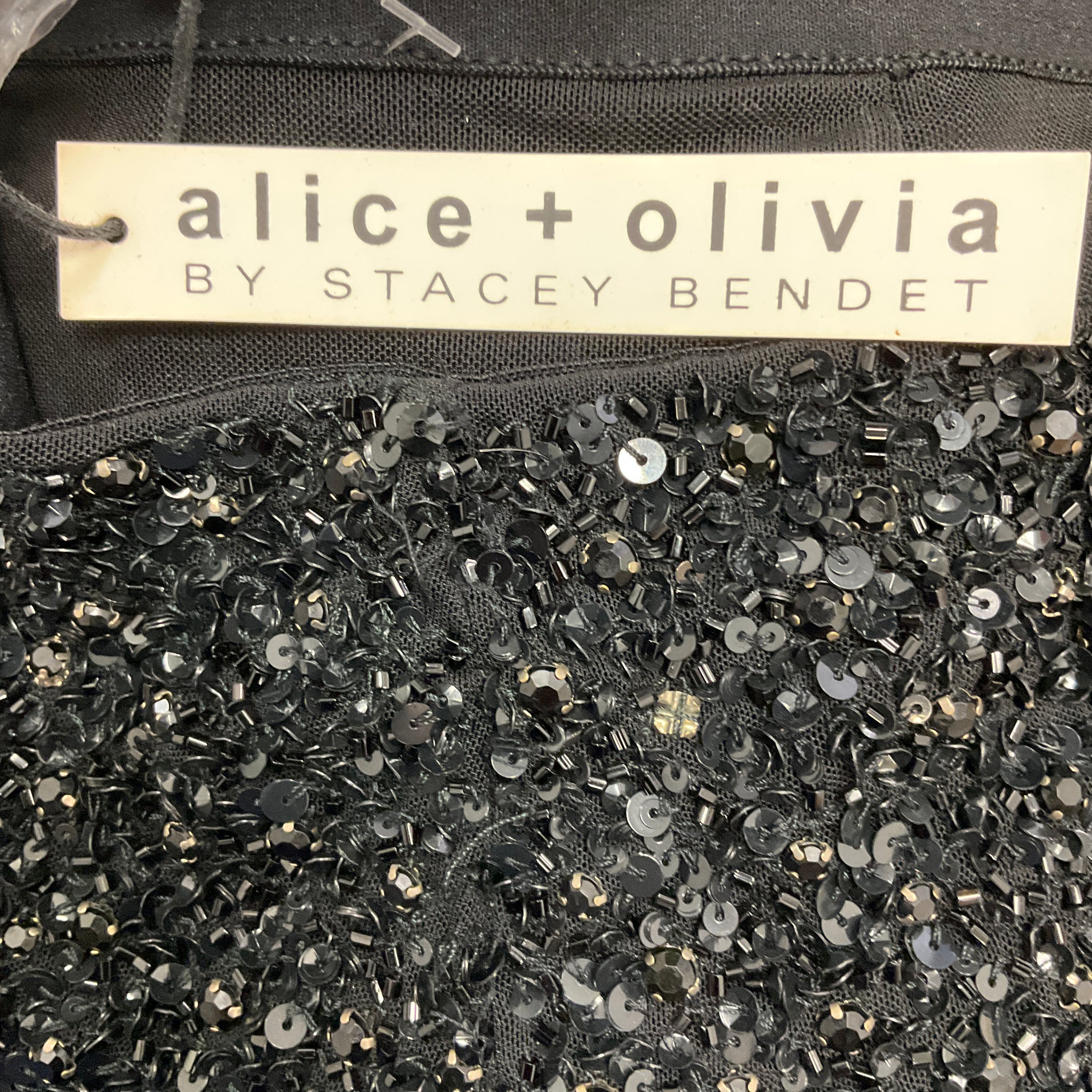 Alice + Olivia Black Sequin and Bead Embellished Skirt
