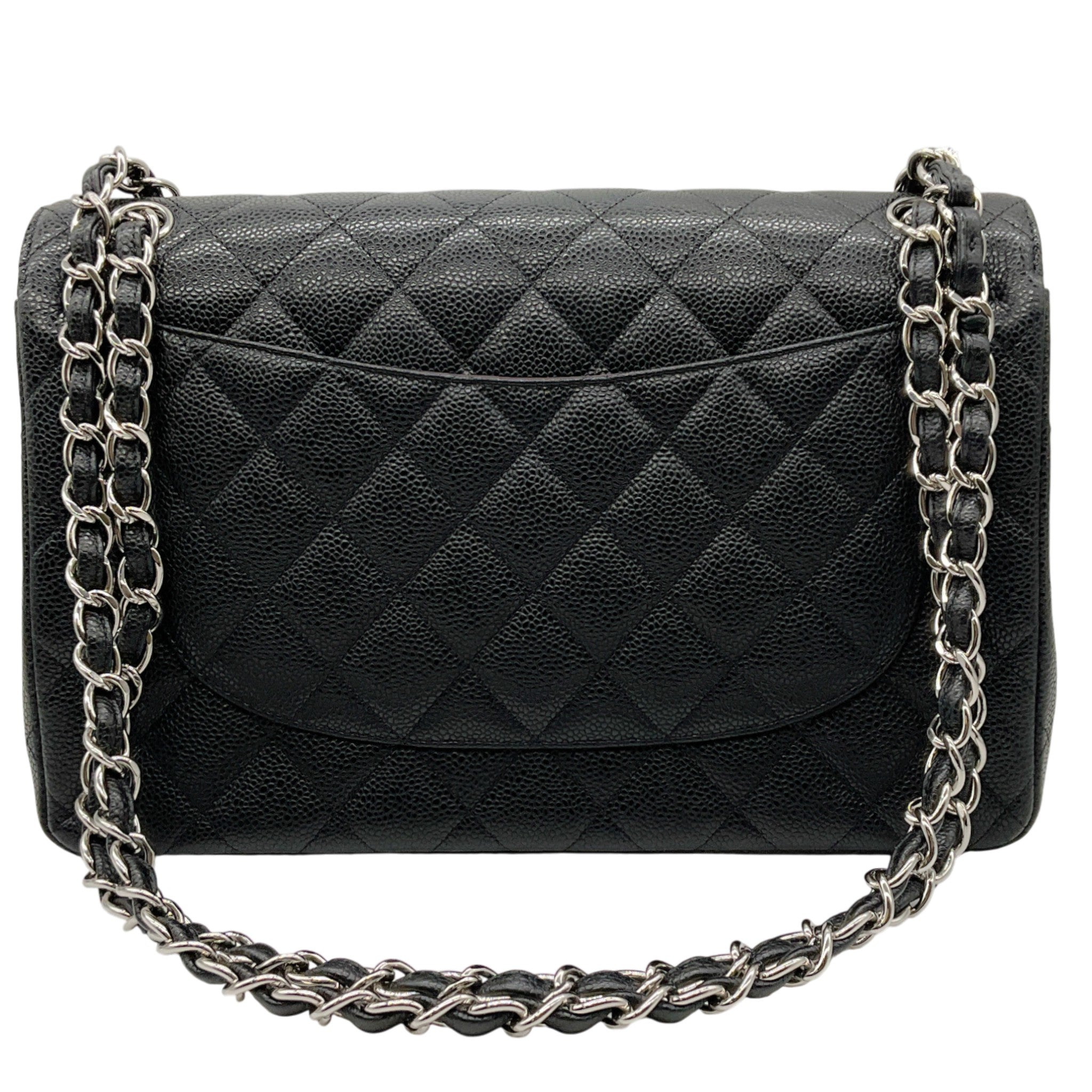Chanel 2013 Black Caviar Leather Double Flap Shoulder Bag